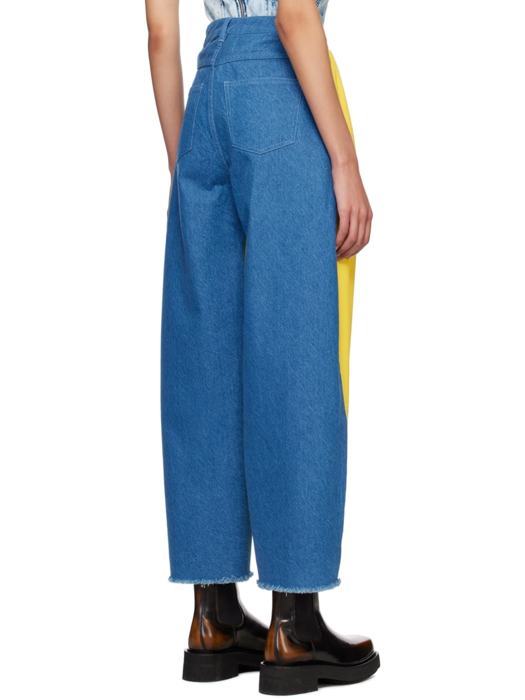Blue & Yellow Boyfriend Trousers - 3