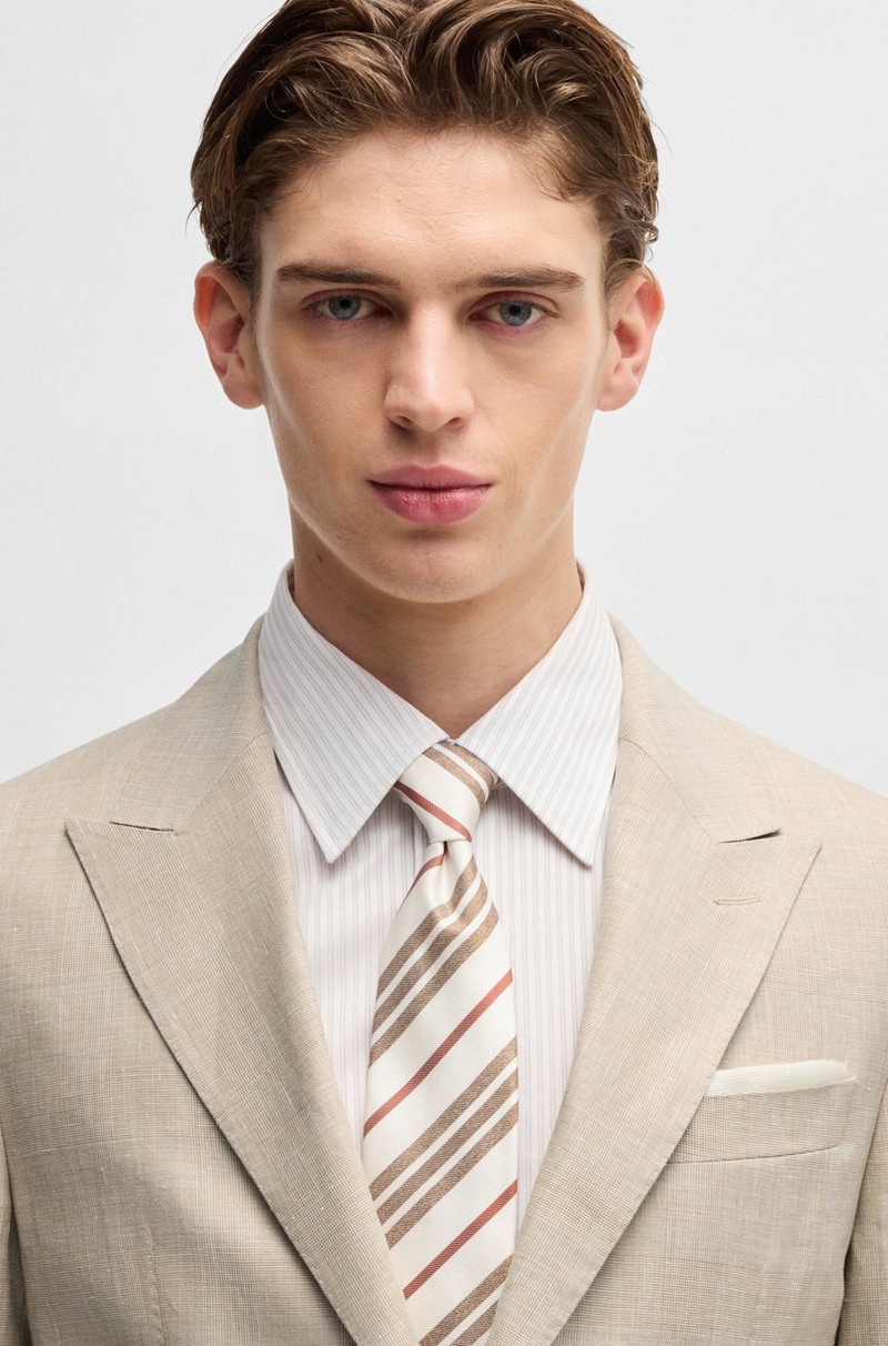 SLIM-FIT SUIT IN CHECKED LINEN, WOOL AND SILK 4