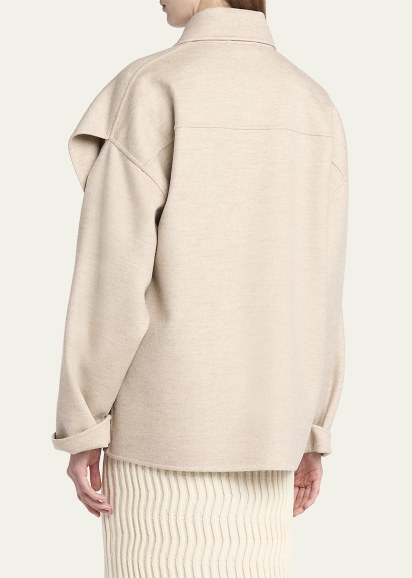 Oversized Light Double Wool Cashmere Jacket - 3