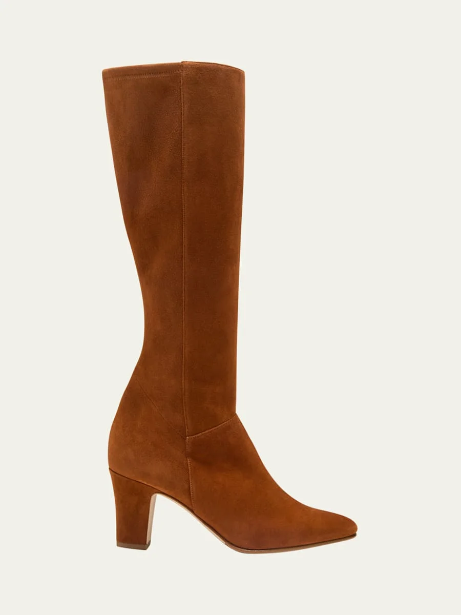 Pitana Suede Block-Heel Knee Boots - 1