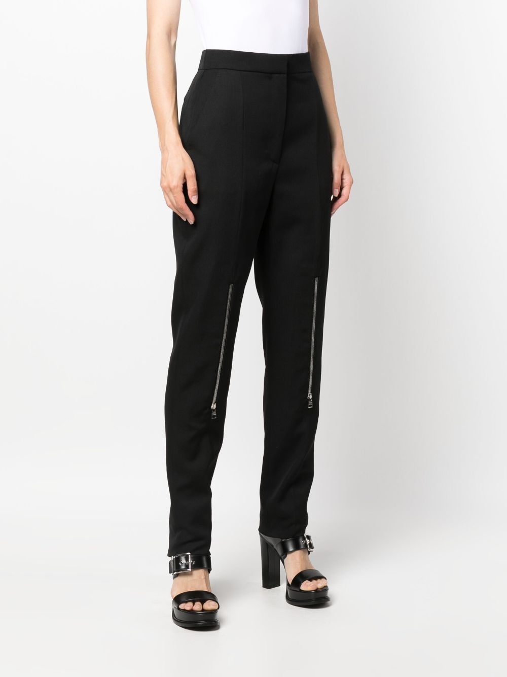 zip-embellished wool trousers - 3