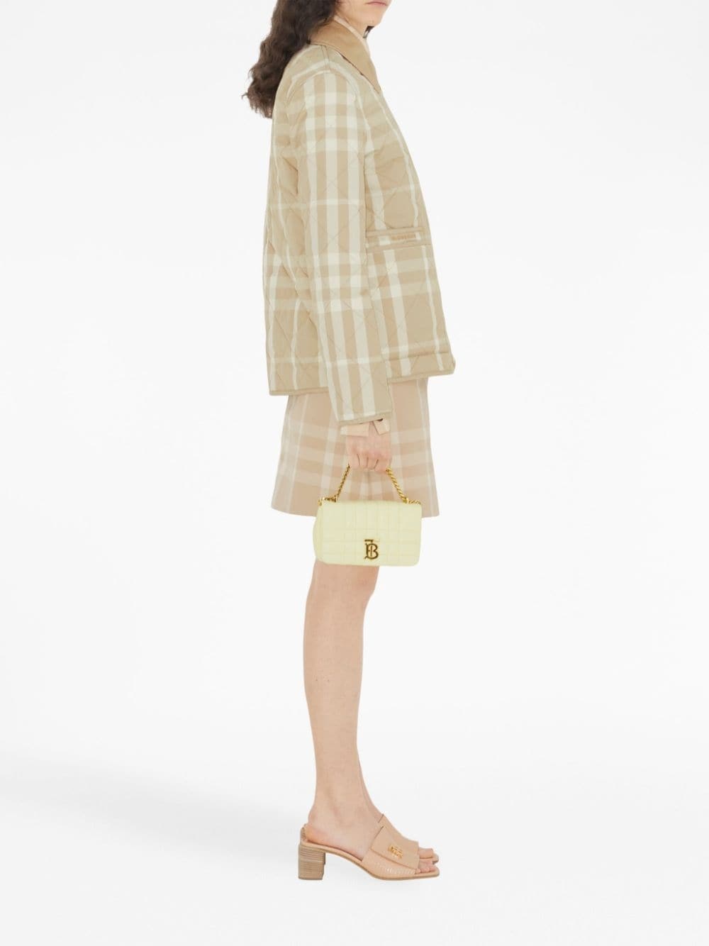 check-print A-line cotton skirt - 3