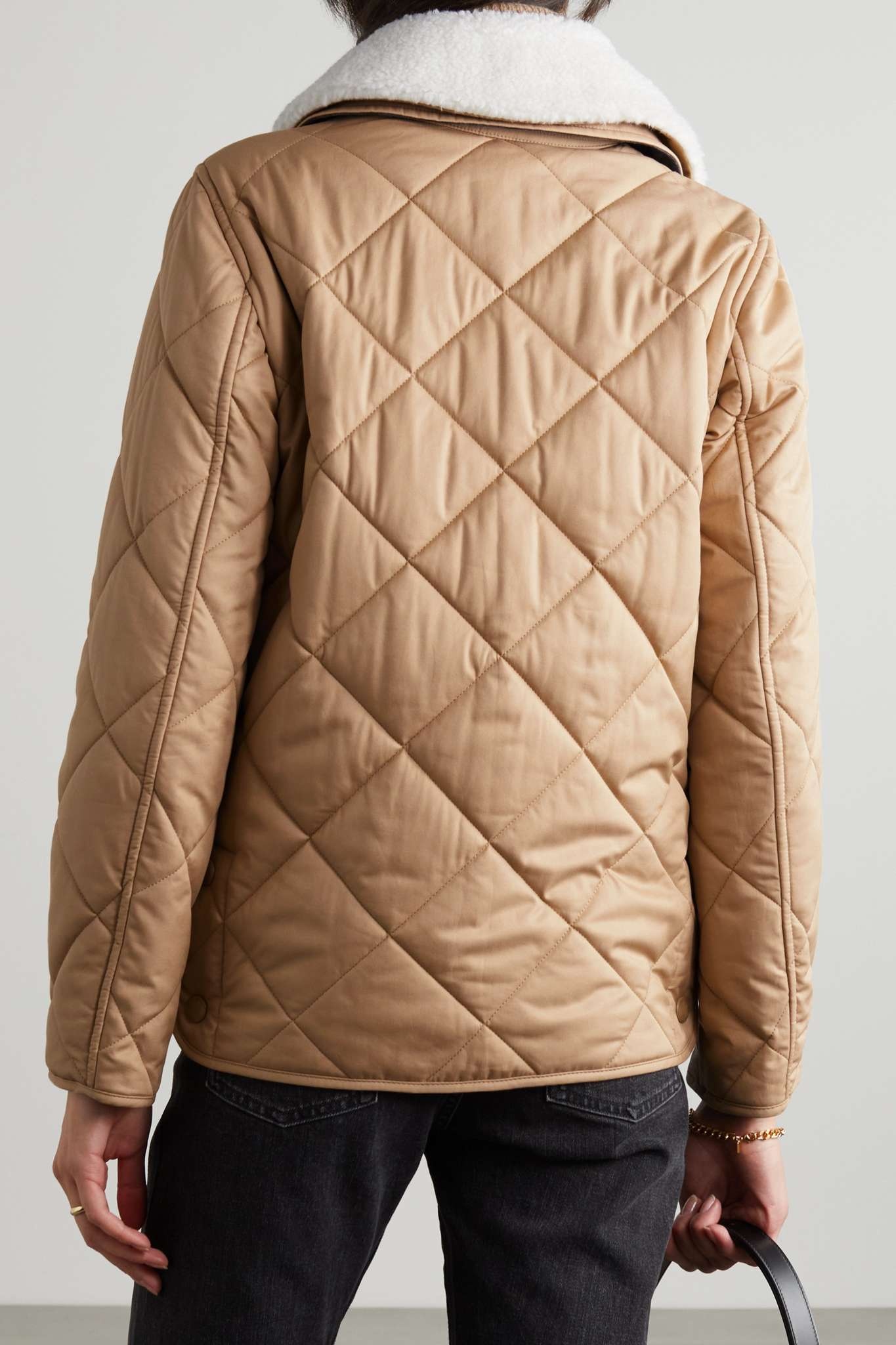 Faux shearling-trimmed quilted padded cotton-twill jacket - 4