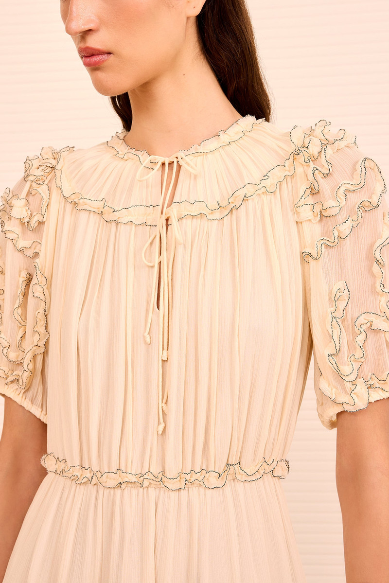 ULLA JOHNSON Nan Silk Short Sleeve Midi Dress outlook