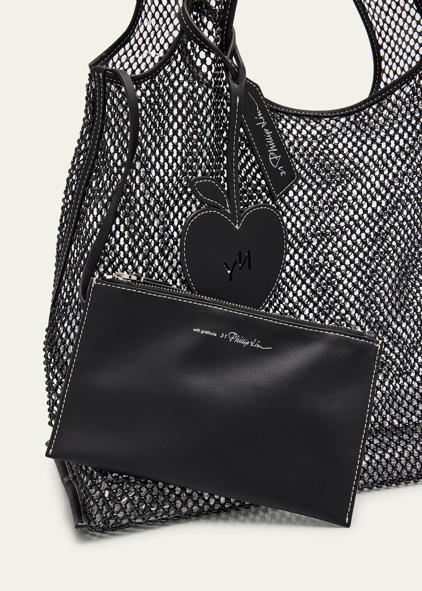 Embellished Mesh Market Tote Bag - 5