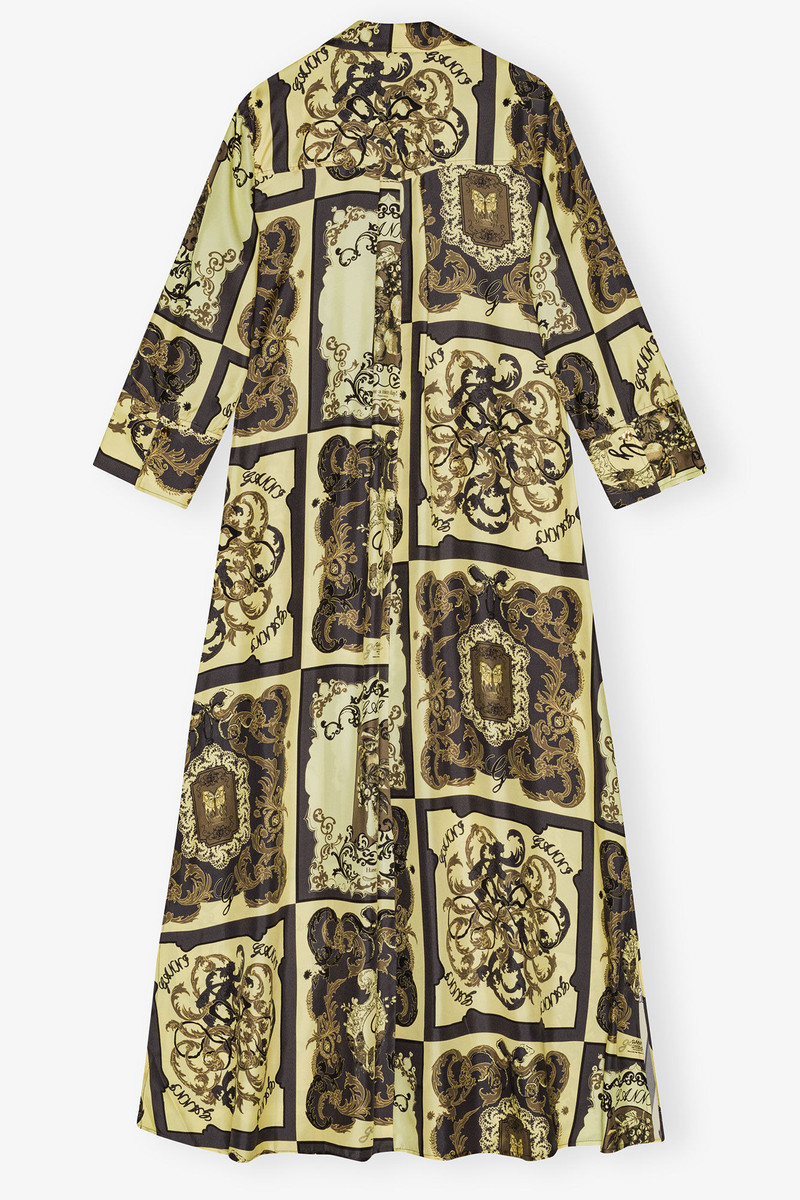 YELLOW PRINTED SILK MAXI DRESS 8