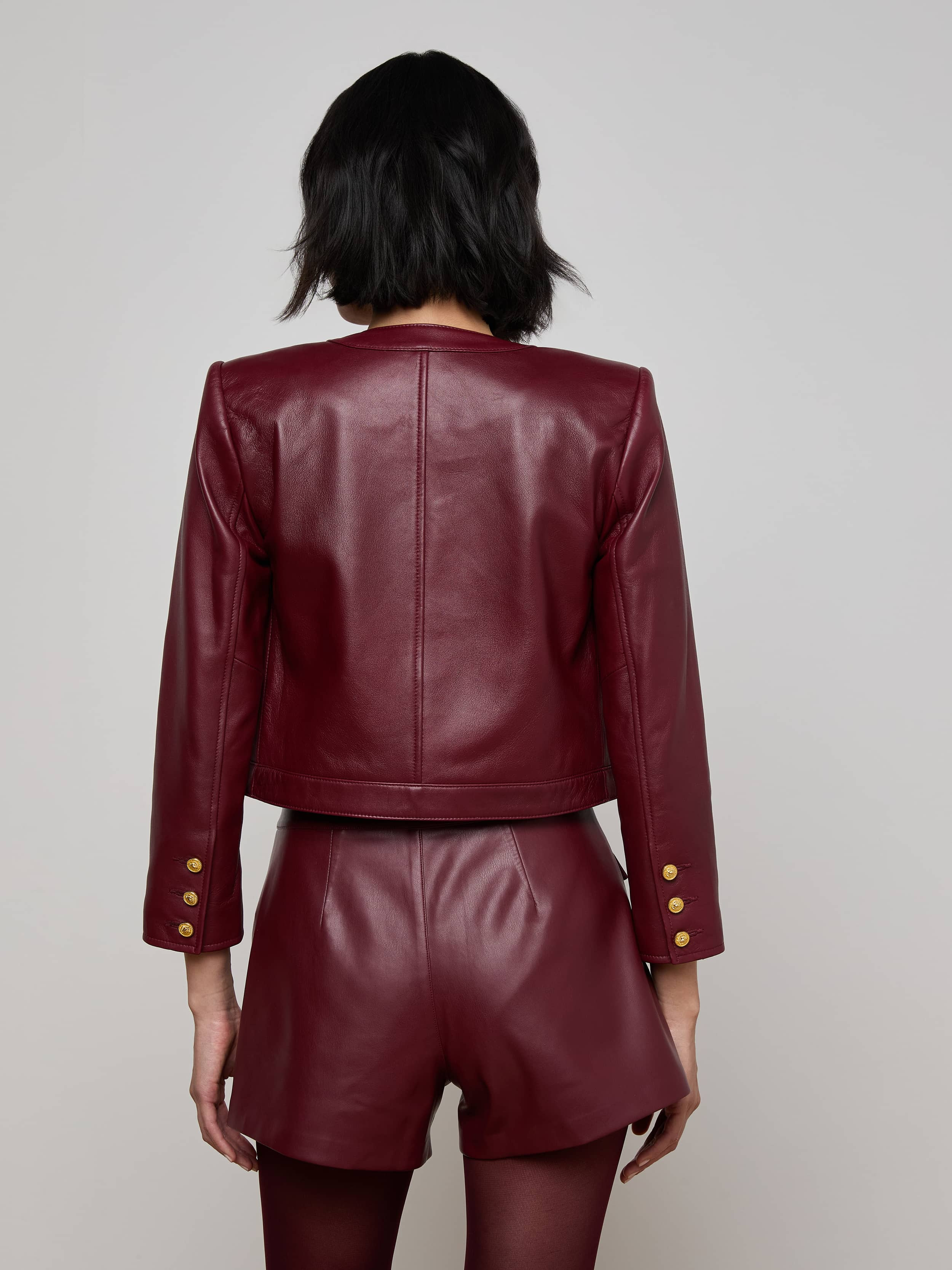Deidra Cropped Leather Jacket - 5