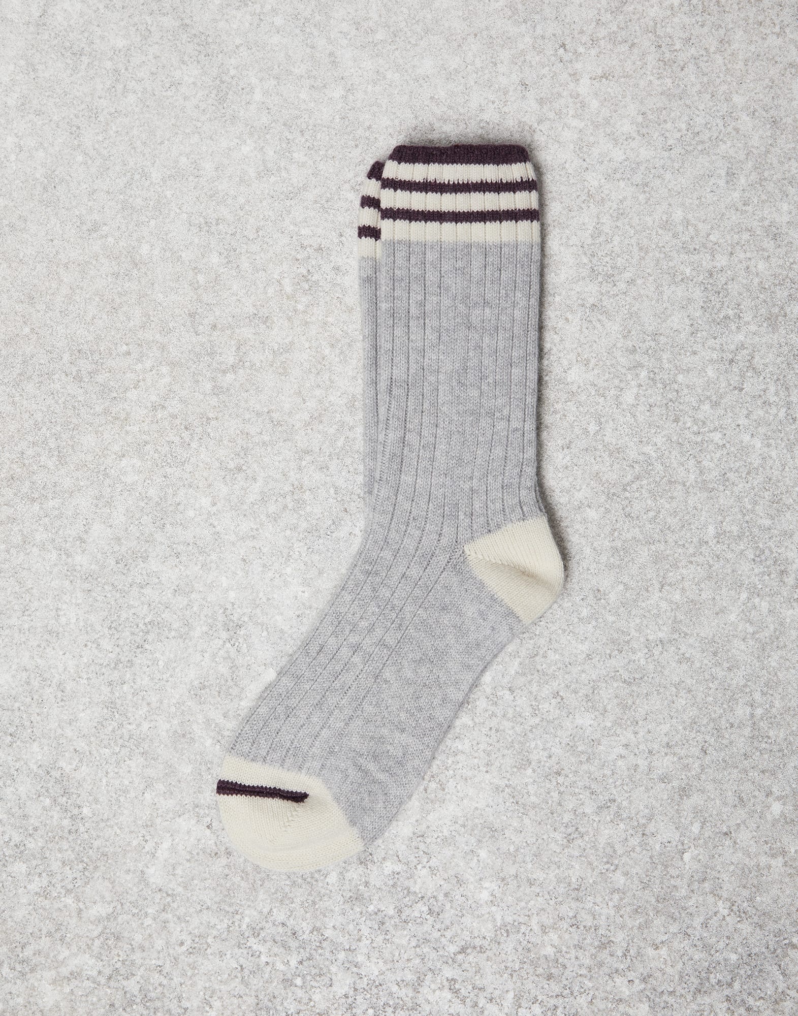 Cashmere rib knit socks - 1