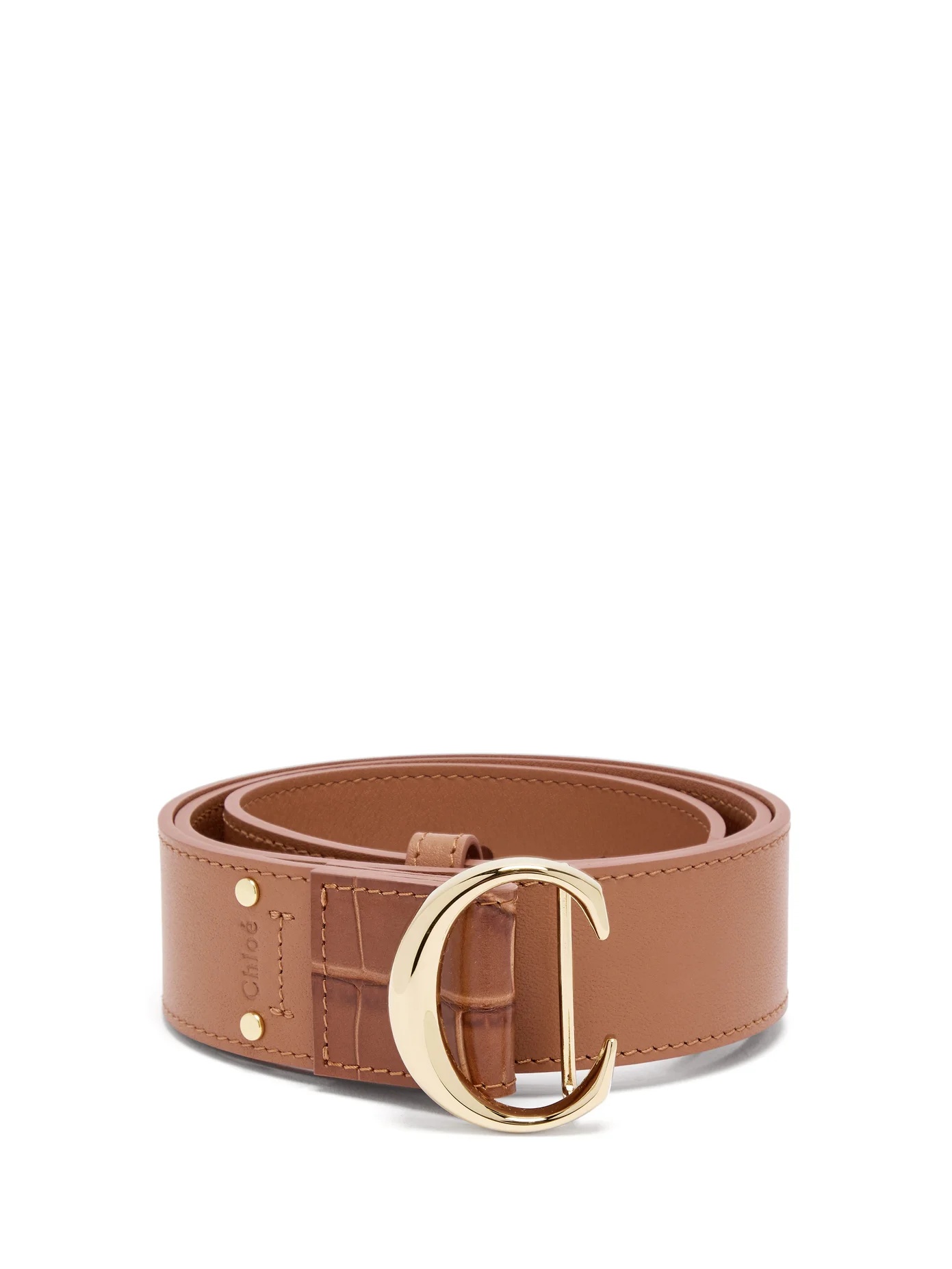 C-buckle leather belt - 1