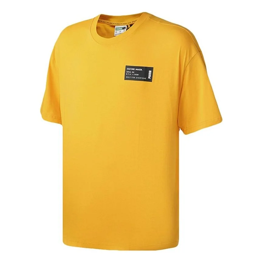 PUMA Culture MakerTee Black Loose Sports Round Neck Short Sleeve Yellow 598527-25 - 1
