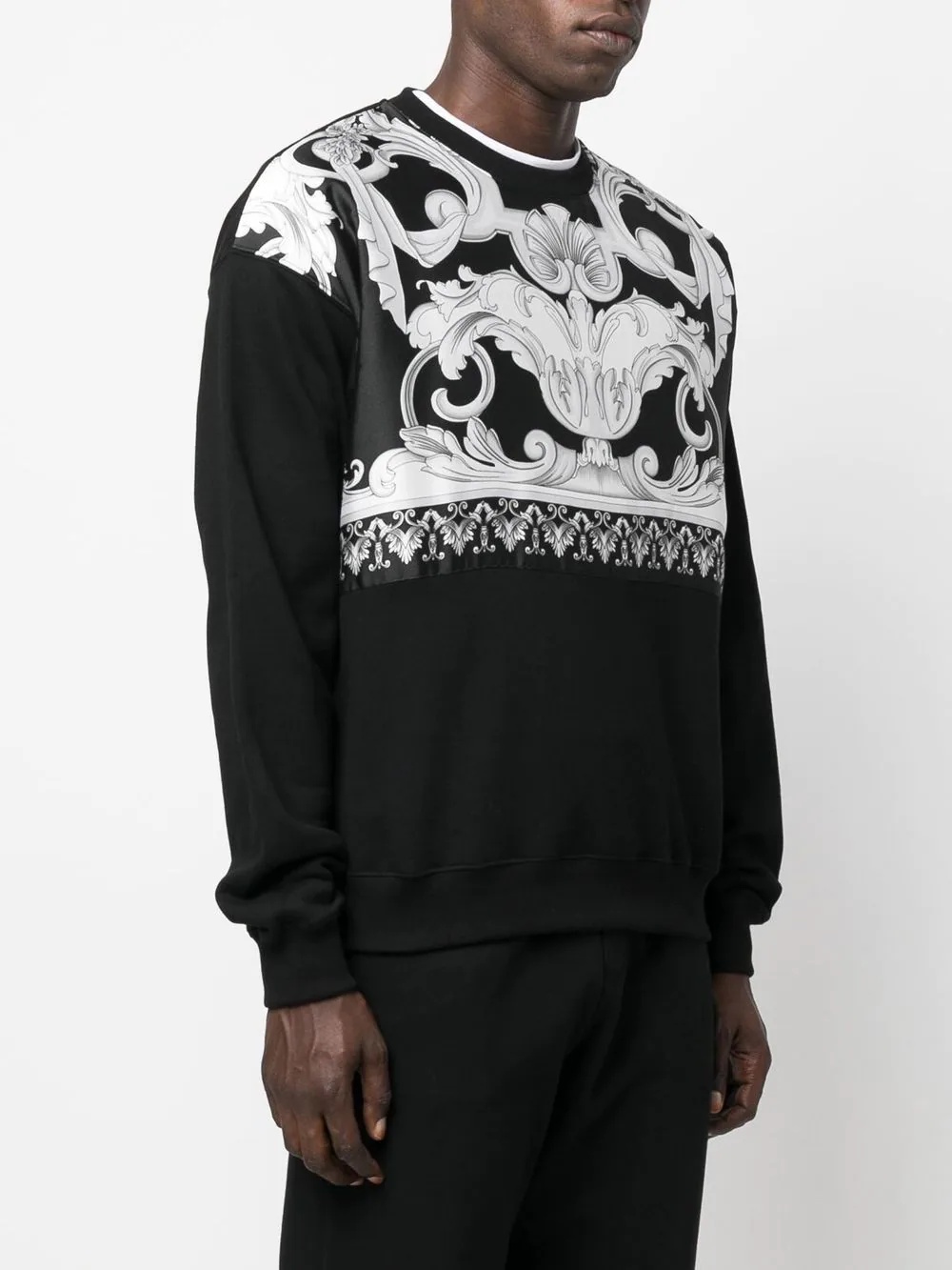 baroque-print detail sweatshirt - 3