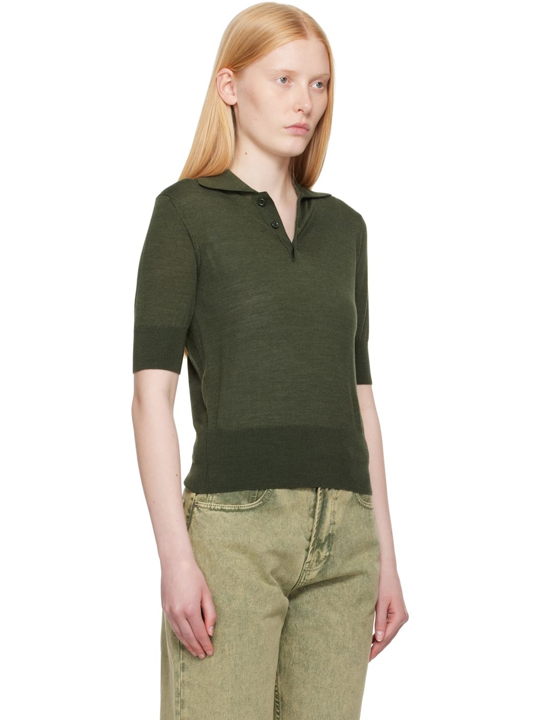 Khaki Wool Tonal Ami de Coeur Polo - 2