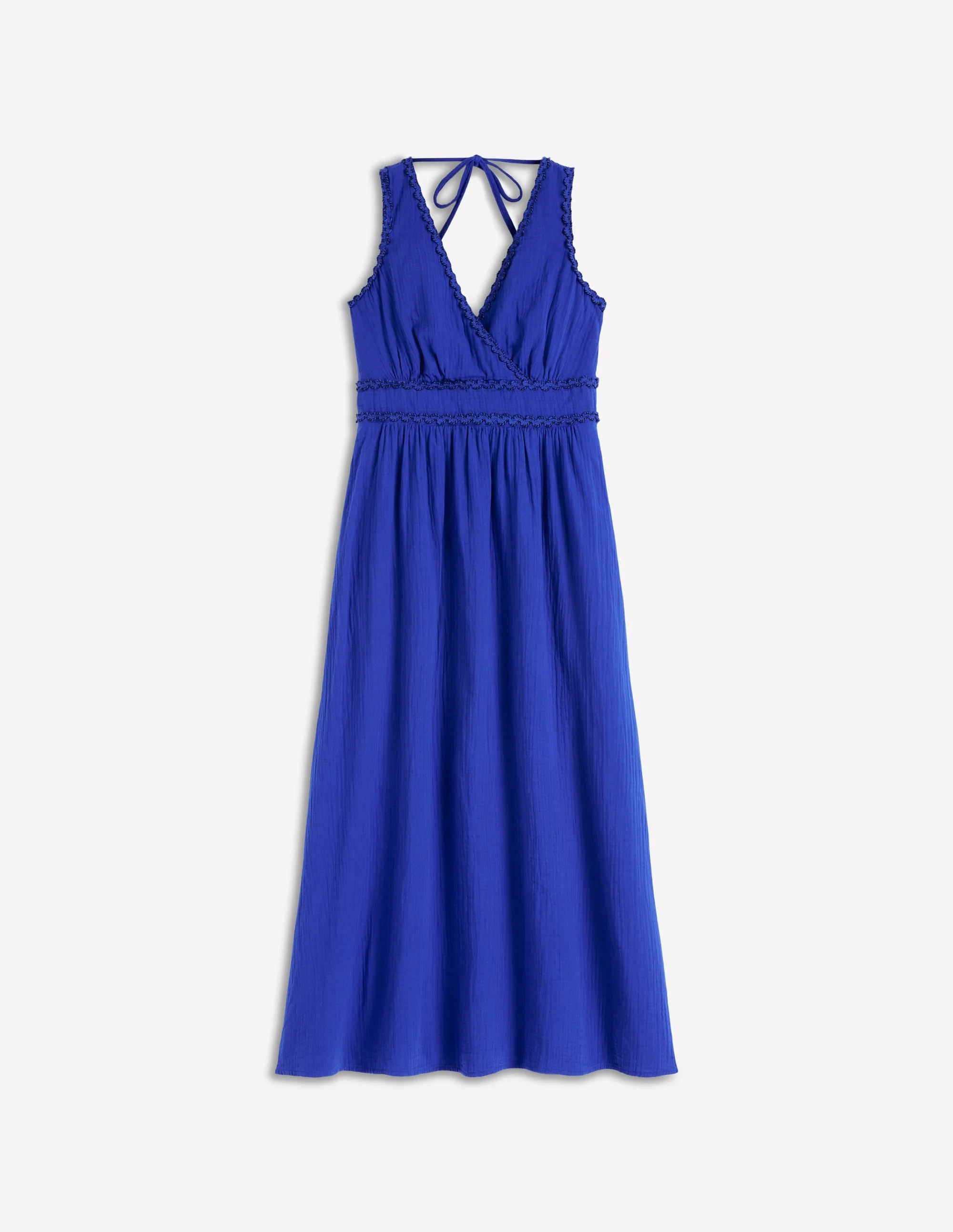 Lorna Trim Double Cloth Dress-Bright Blue - 1
