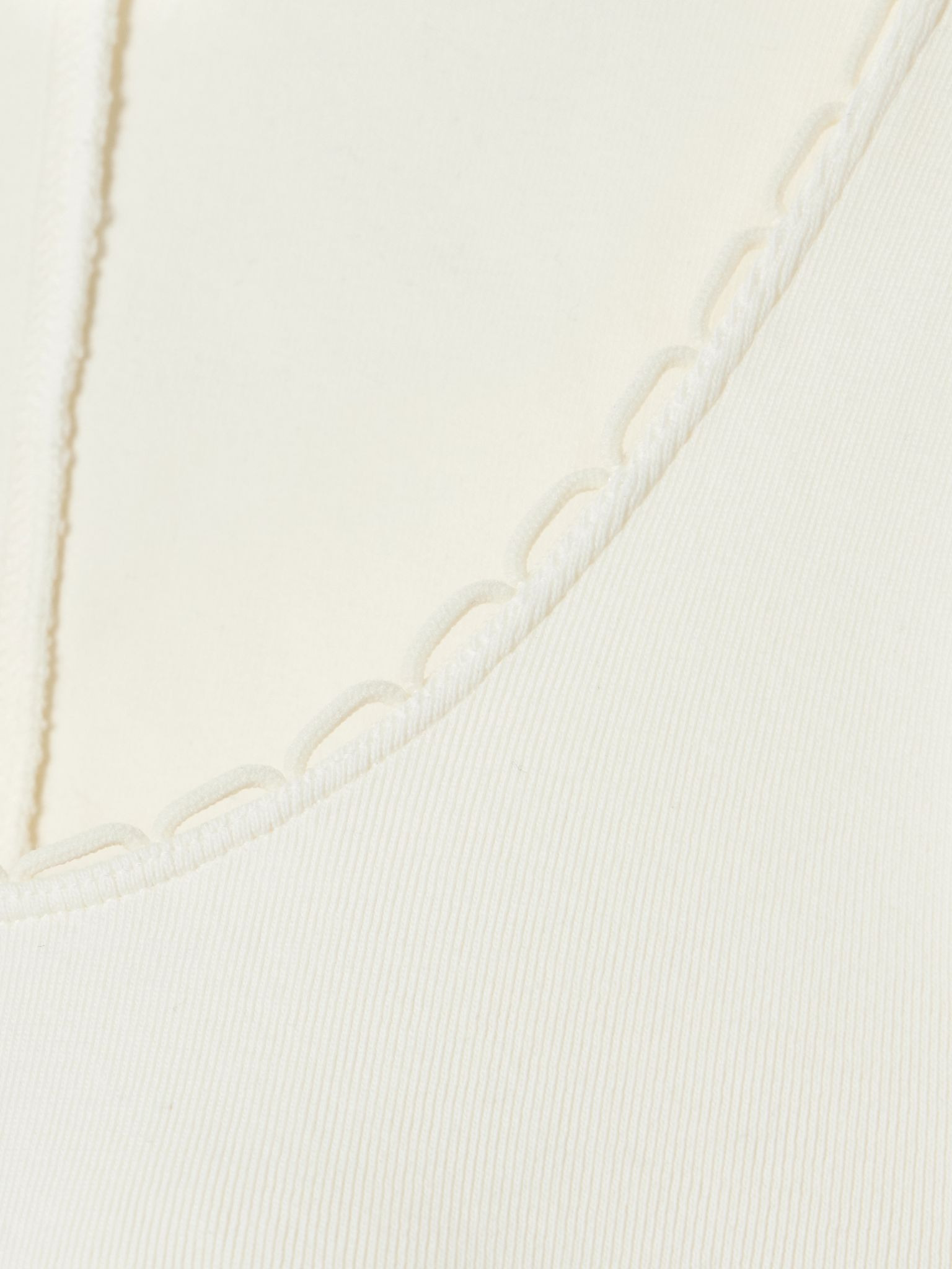 Cropped scalloped stretch-cotton jersey top White - 4
