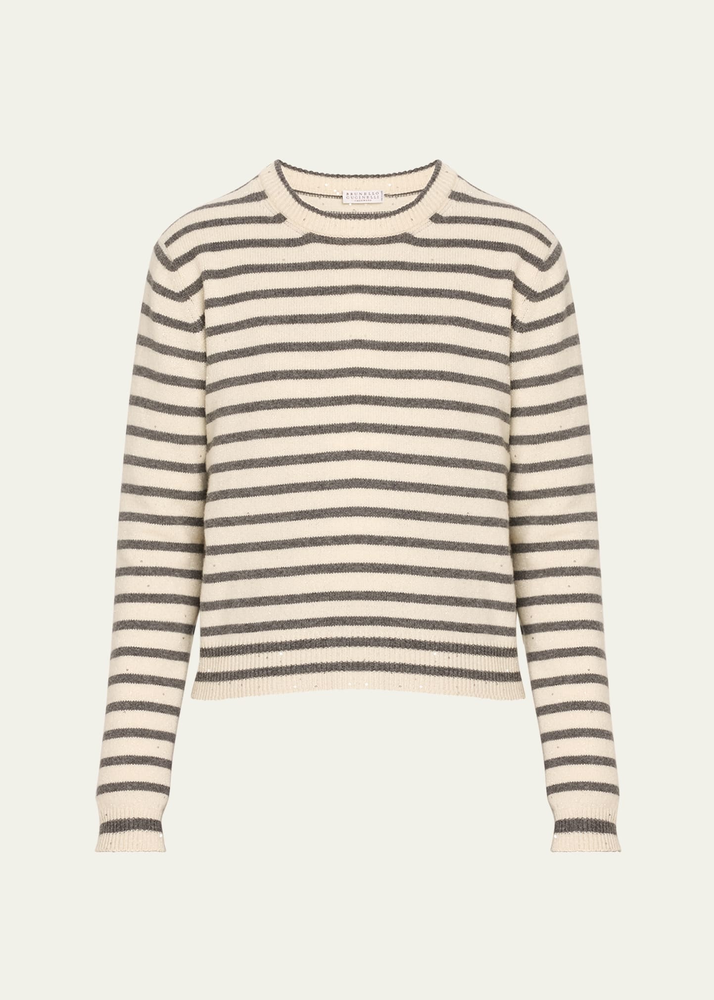 Cashmere Blend Striped Sweater with Paillette Detail - 1