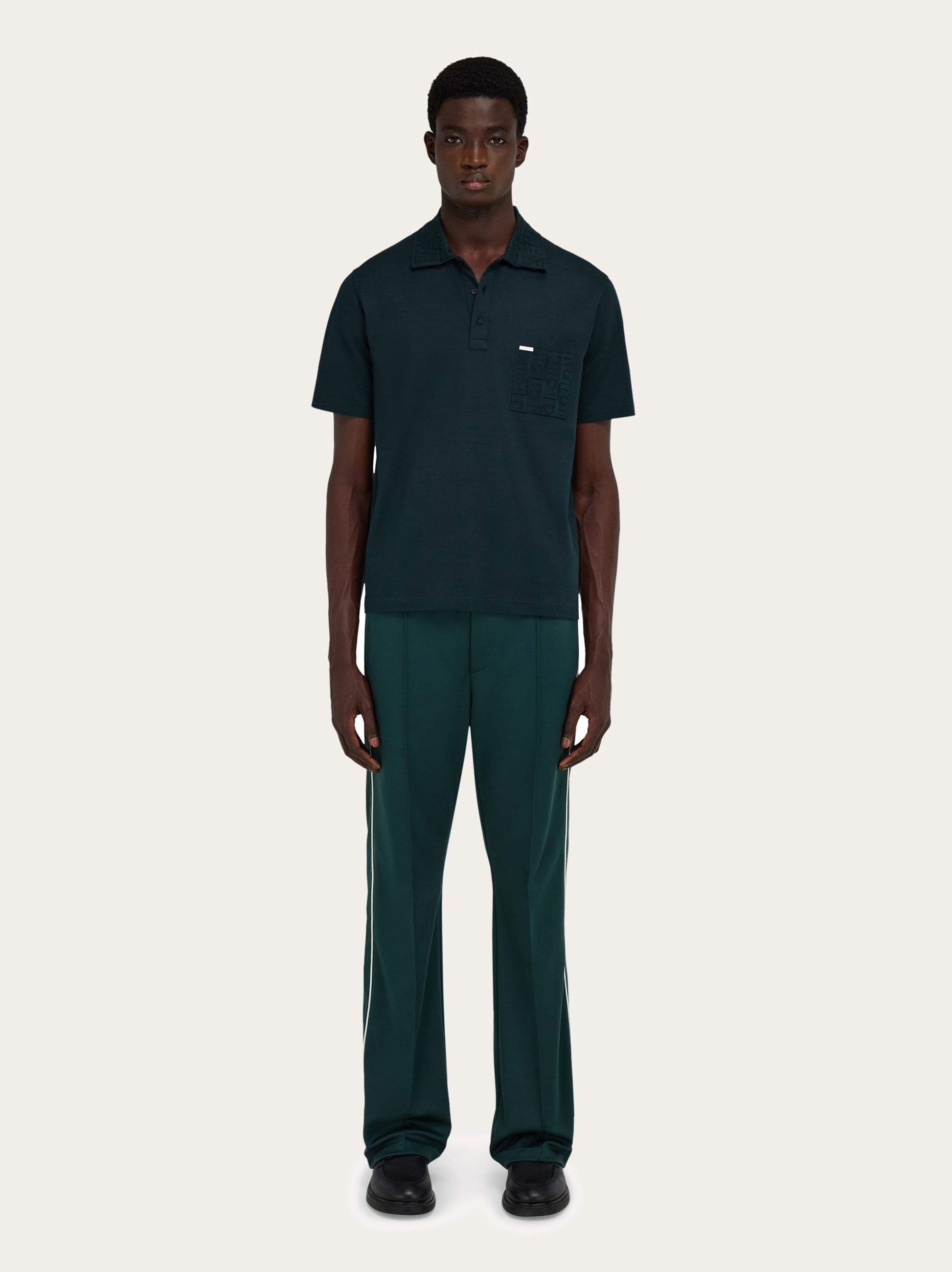V-neck polo with jacquard pocket detail - 5