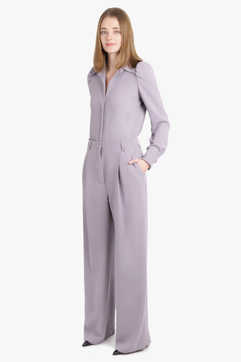 CELINDRA L/S SHOULDER DETAIL SHIRT | LILAC - 5