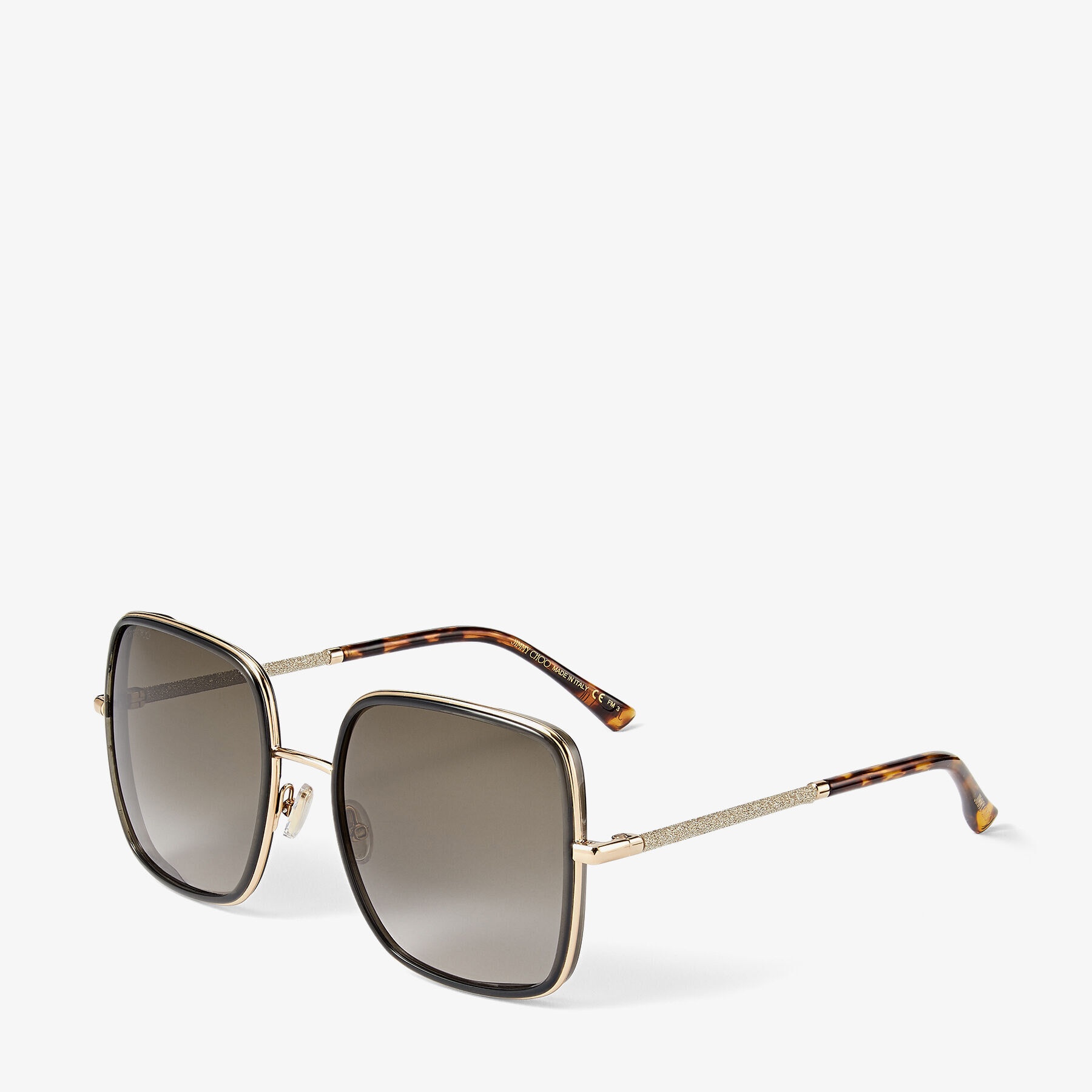 Jayla
Rose Gold and Black Square-Frame Sunglasses with Glitter - 3