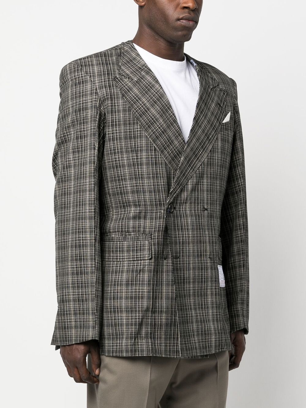 checked-pattern blazer - 3