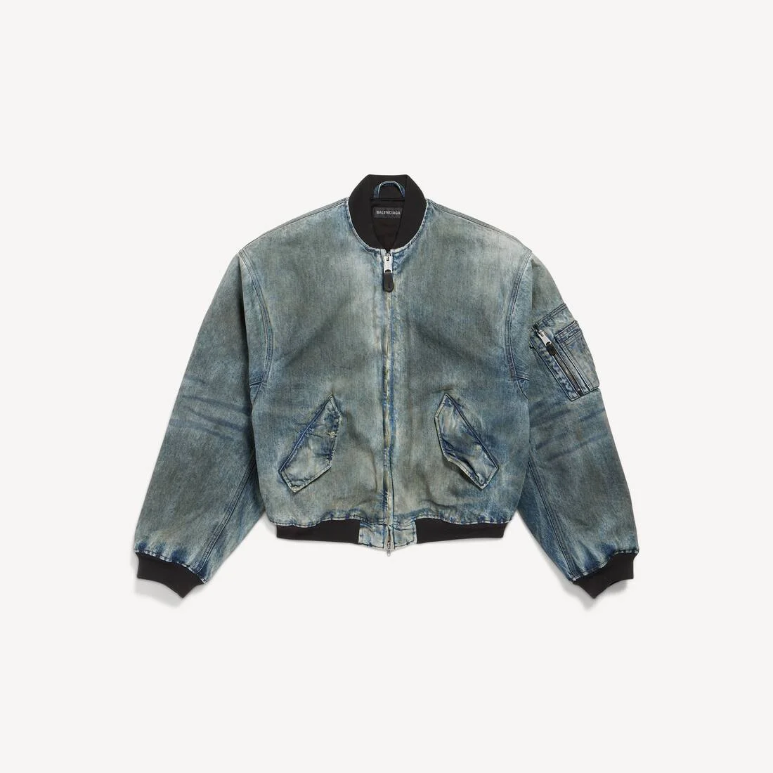 Men's Standard Bomber Jacket in Dirty Grey/light Blue - 1