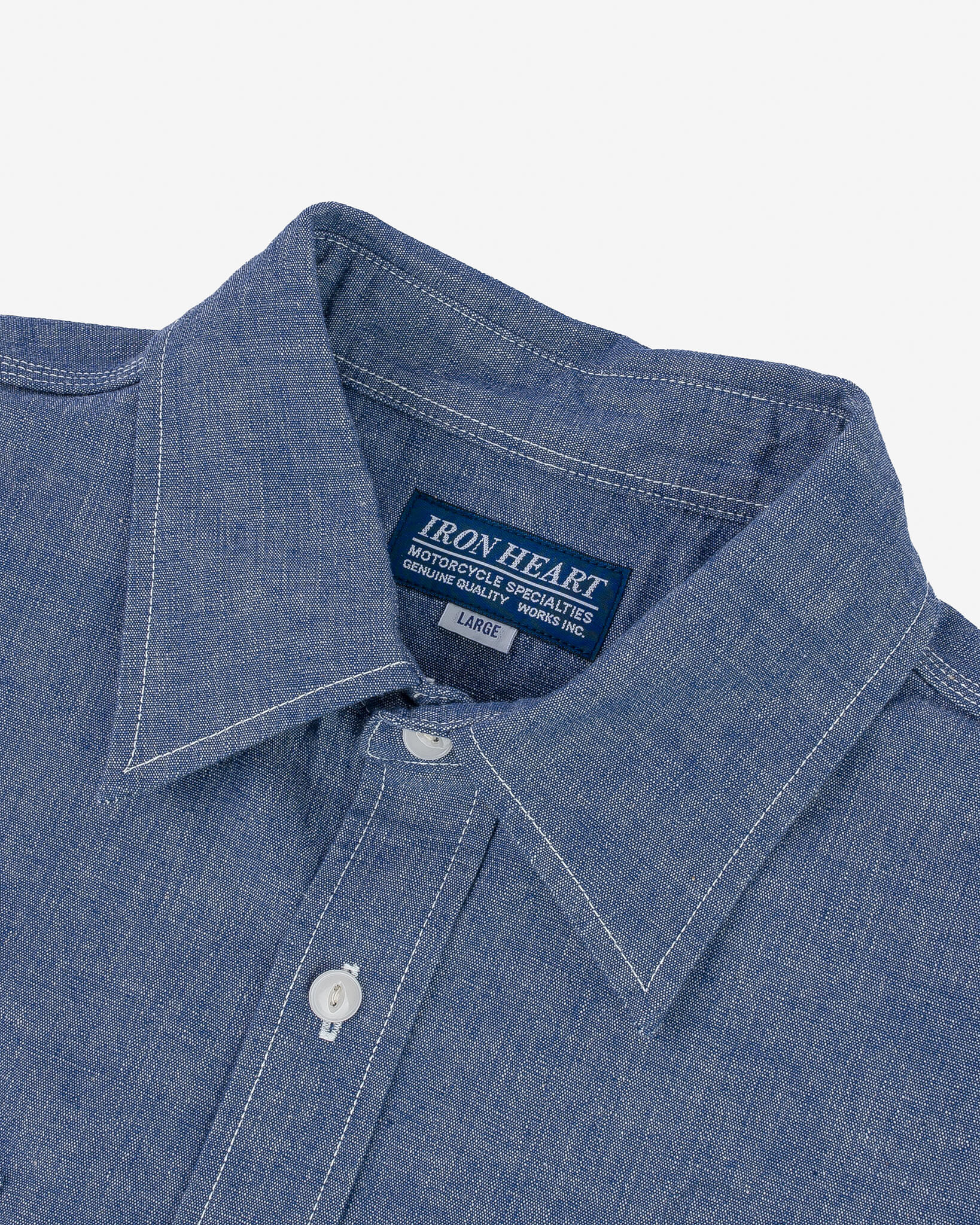 IHSH-21-BLU 10oz Selvedge Chambray Work Shirt - Blue - 4