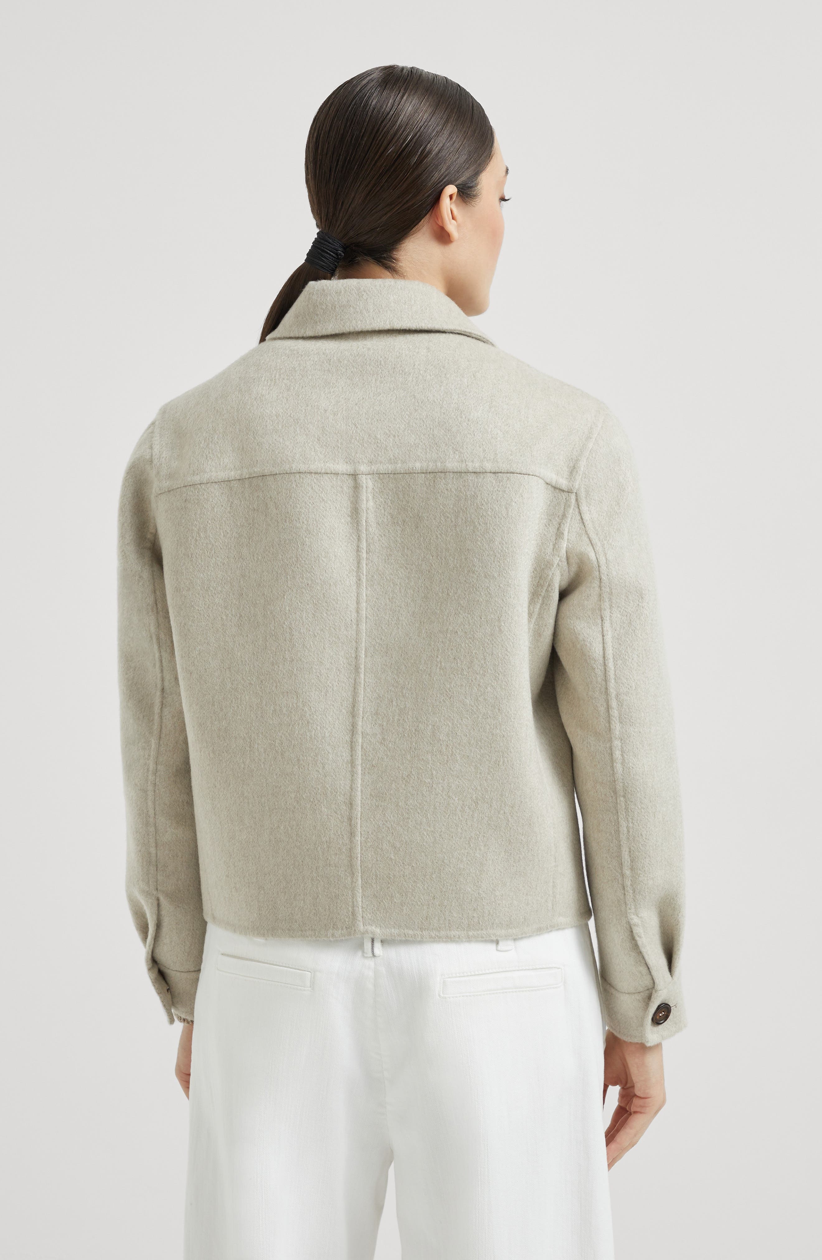 Brunello Cucinelli Hand-finished Caban jacket in Cool Beige at Nordstrom - 3