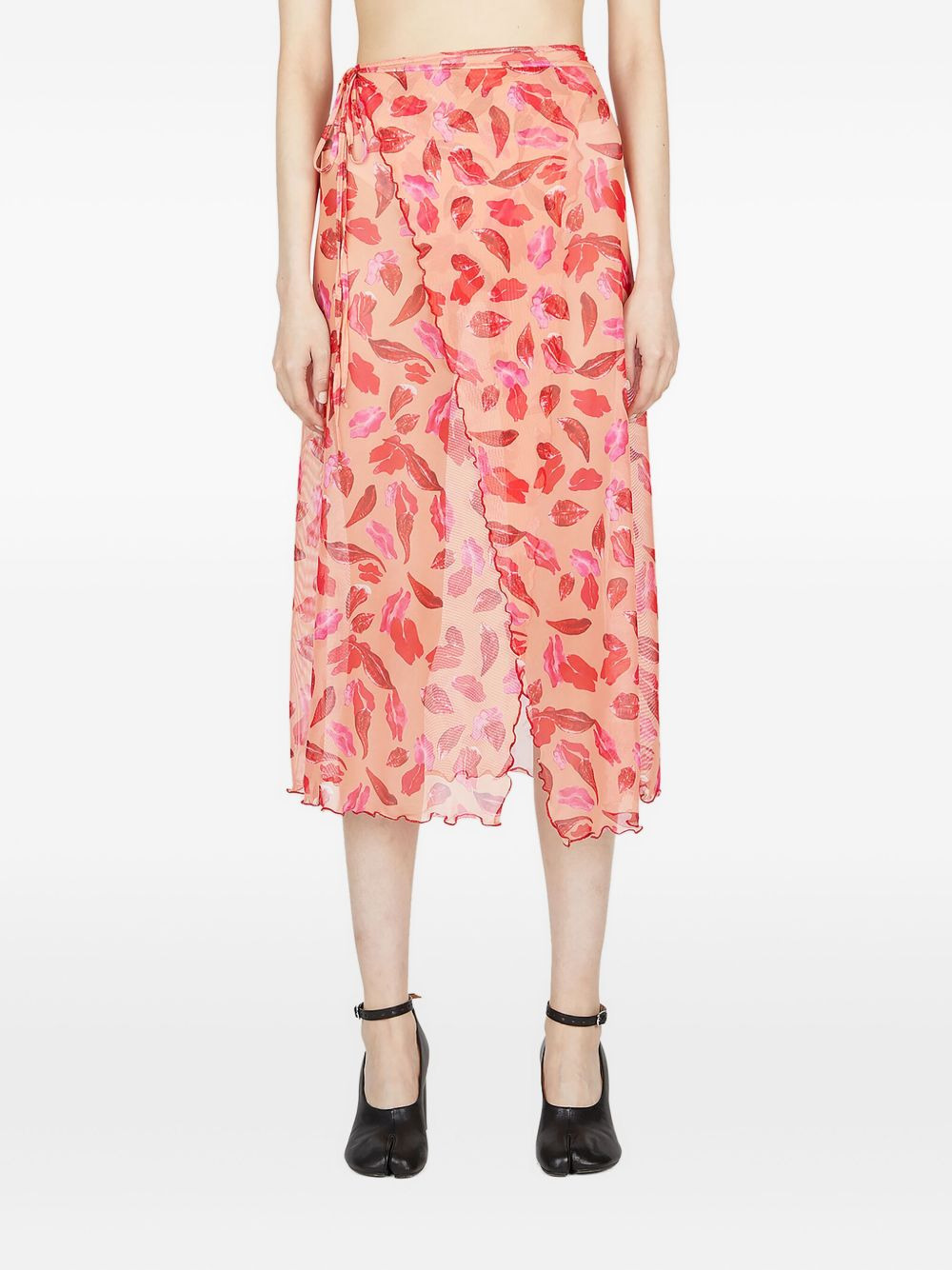 lip-print ruffled skirt - 1