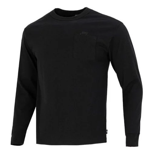 Men's Nike Solid Color Athleisure Casual Sports Round Neck Long Sleeves Black T-Shirt DR7930-010 - 1