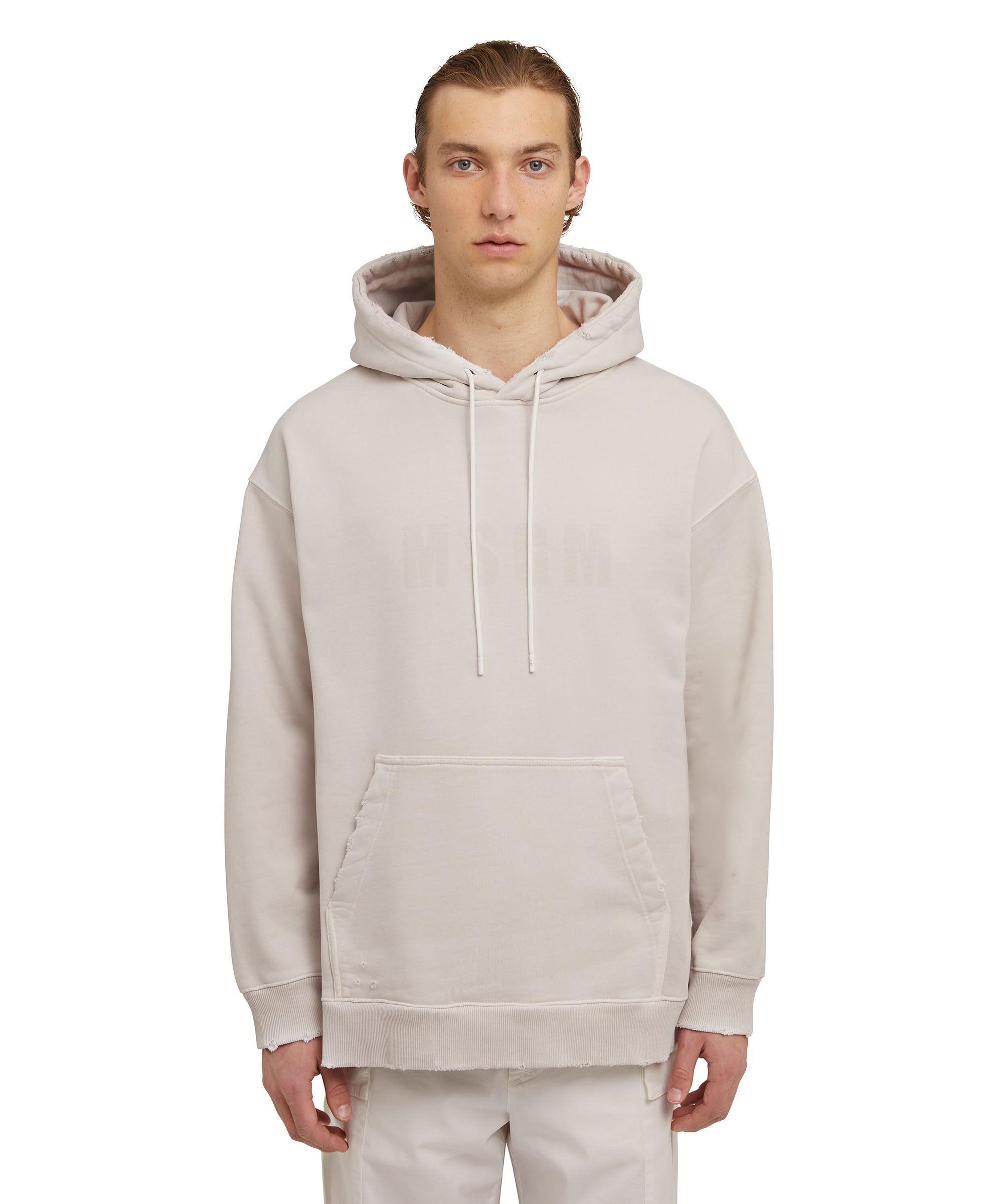 Cotton hooded sweatshirt with MSGM large logo print - 2