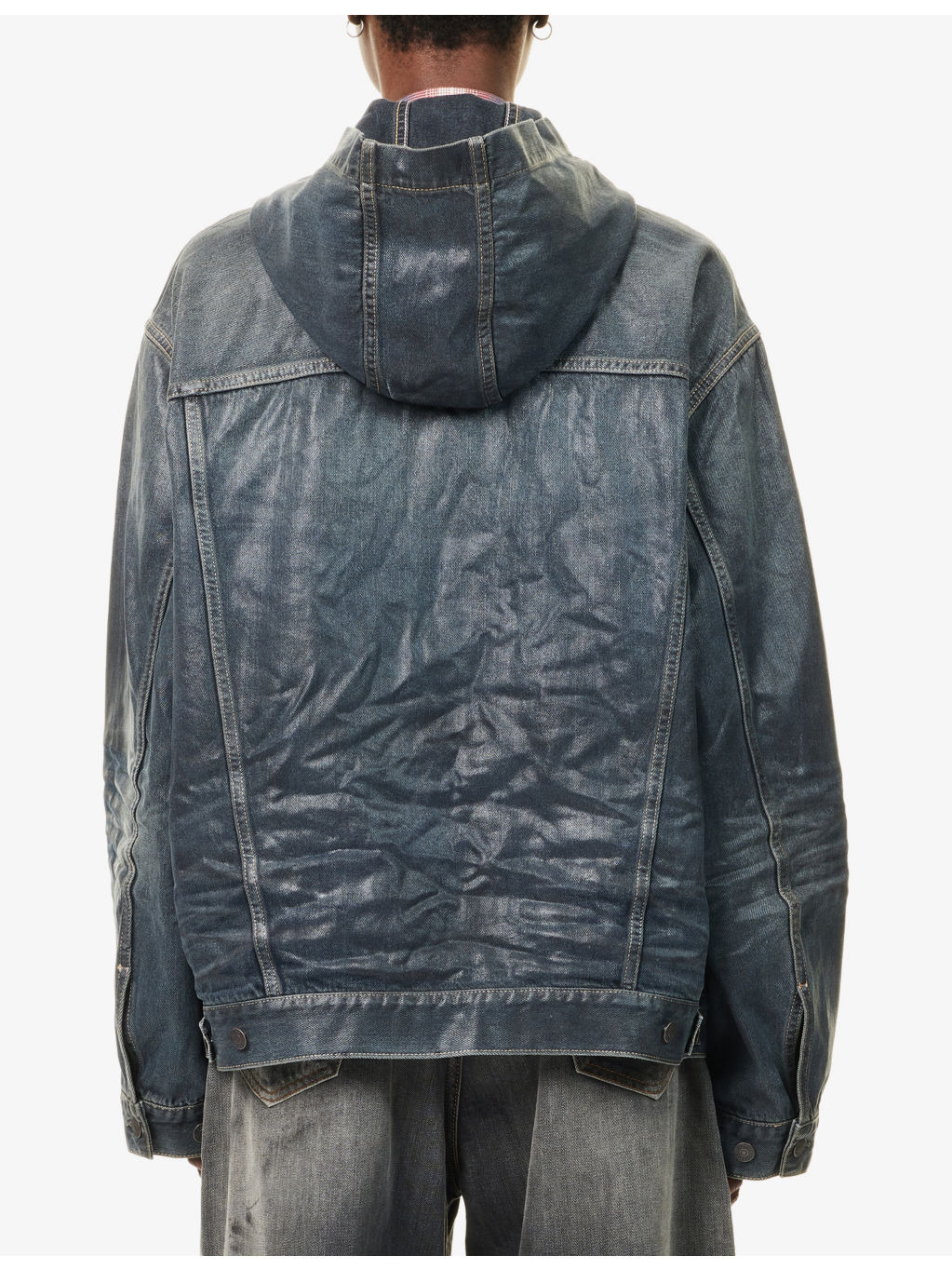 Hooded Relaxed-Fit Denim Jacket - 4
