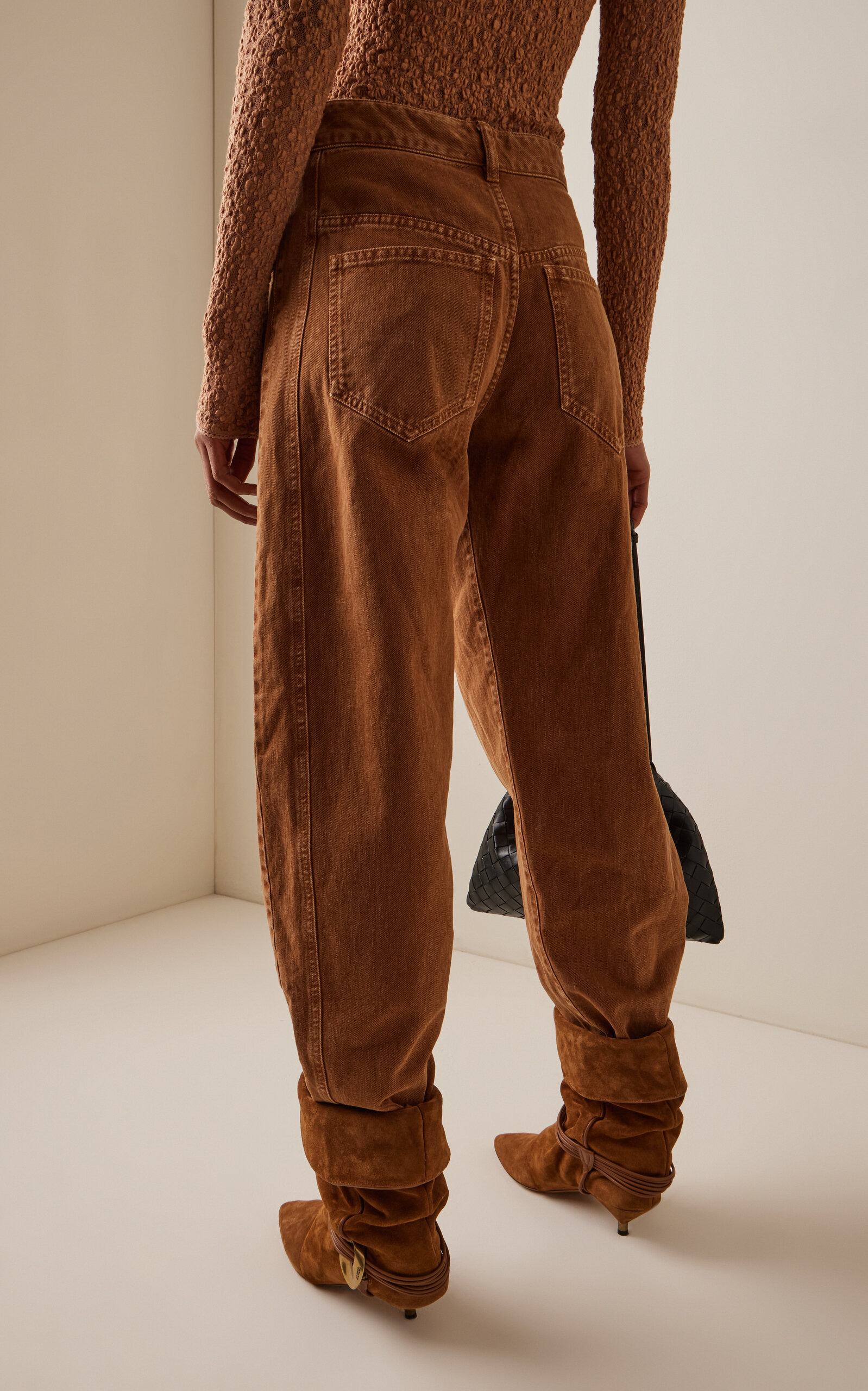 Oriane Rigid High-Rise Barrel-Leg Jeans brown - 4
