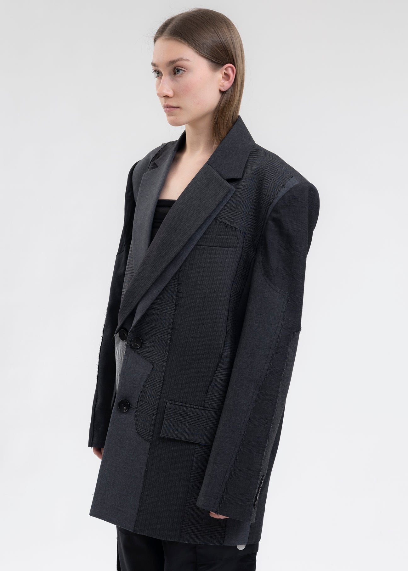GREY WOOLEN STITCHING JACKET - 3