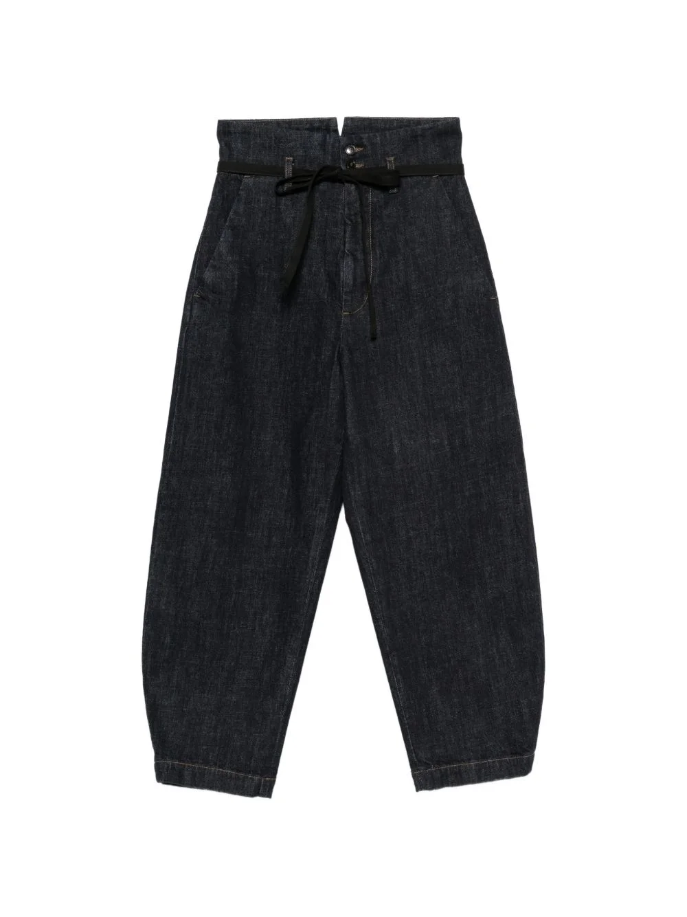 paper-bag-waist tie-fastening jeans - 1