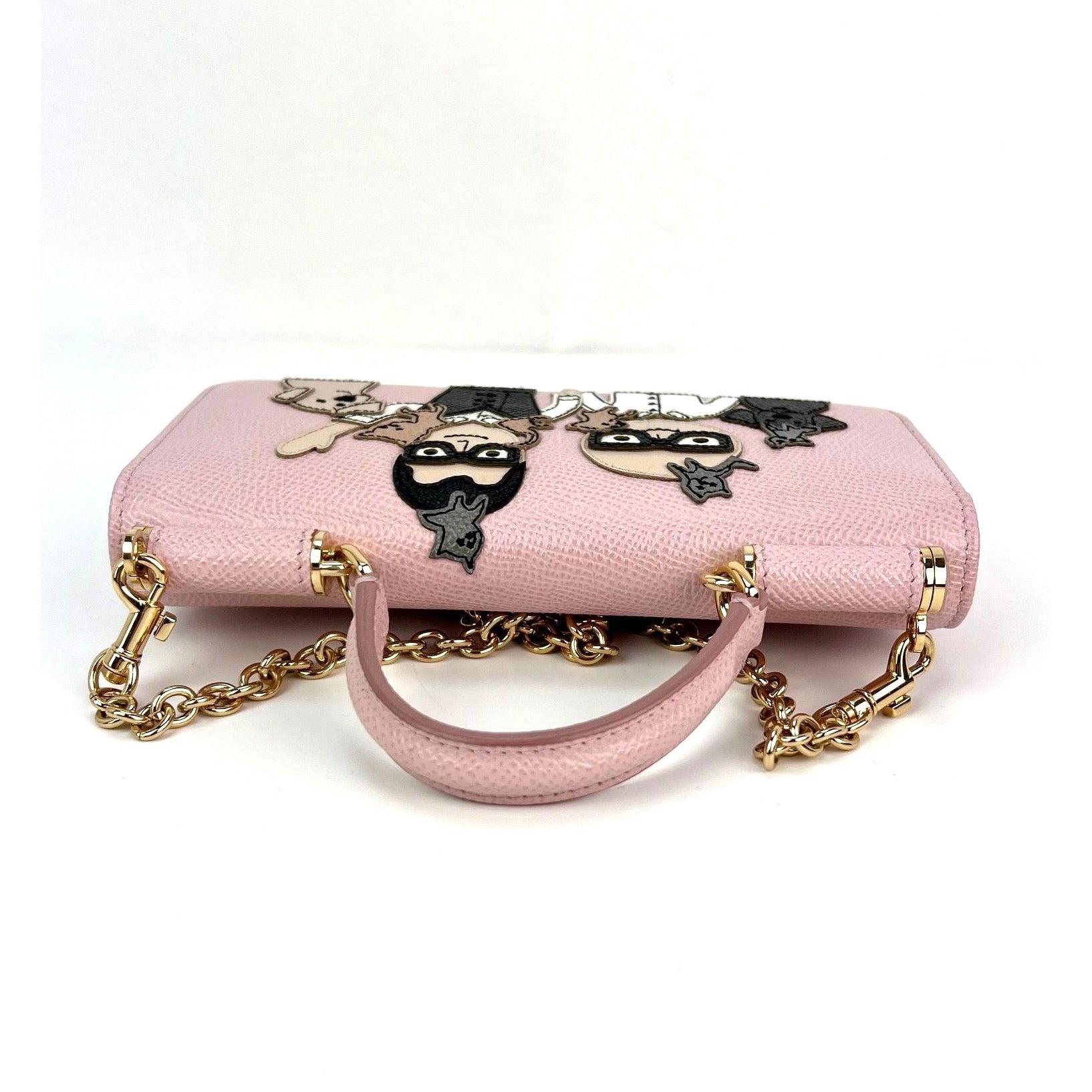 Dolce Gabbana - Dolce Gabbana Phone Bag St Dauphine Cartoon Pink Wallet on a Chain Hand Bag - 10