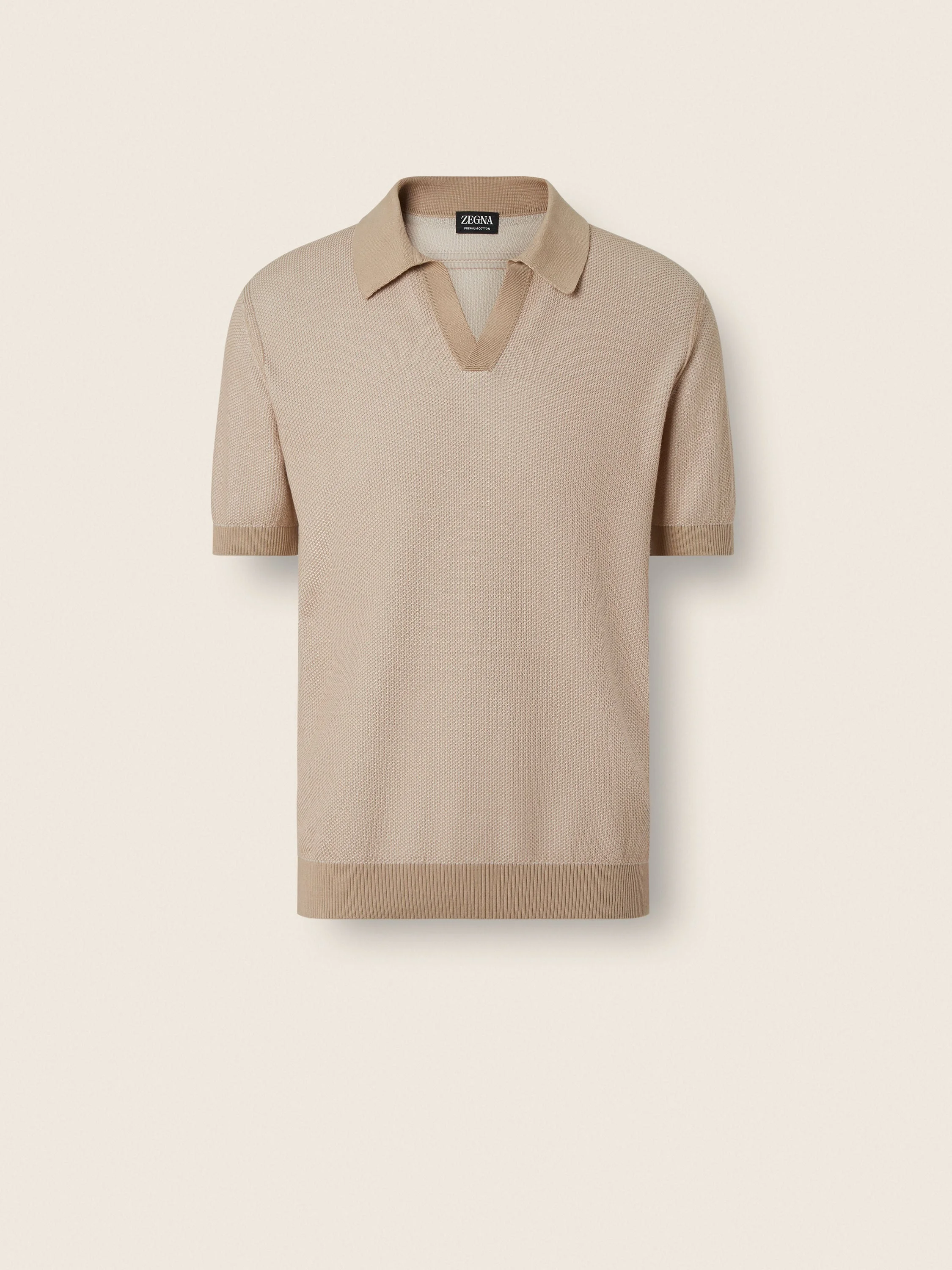 IVORY AND LIGHT TAUPE COTTON POLO SHIRT - 1