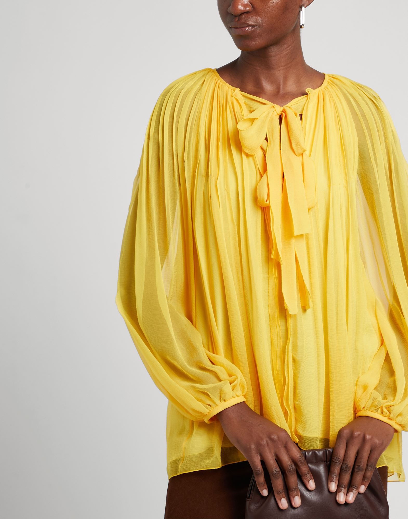 Yellow Women's Silk Top - 4