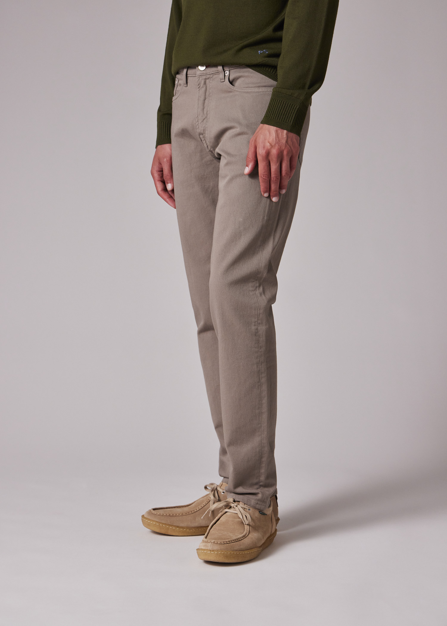 Tapered-Fit Stone Grey Garment-Dyed Organic Cotton-Stretch Jeans - 3