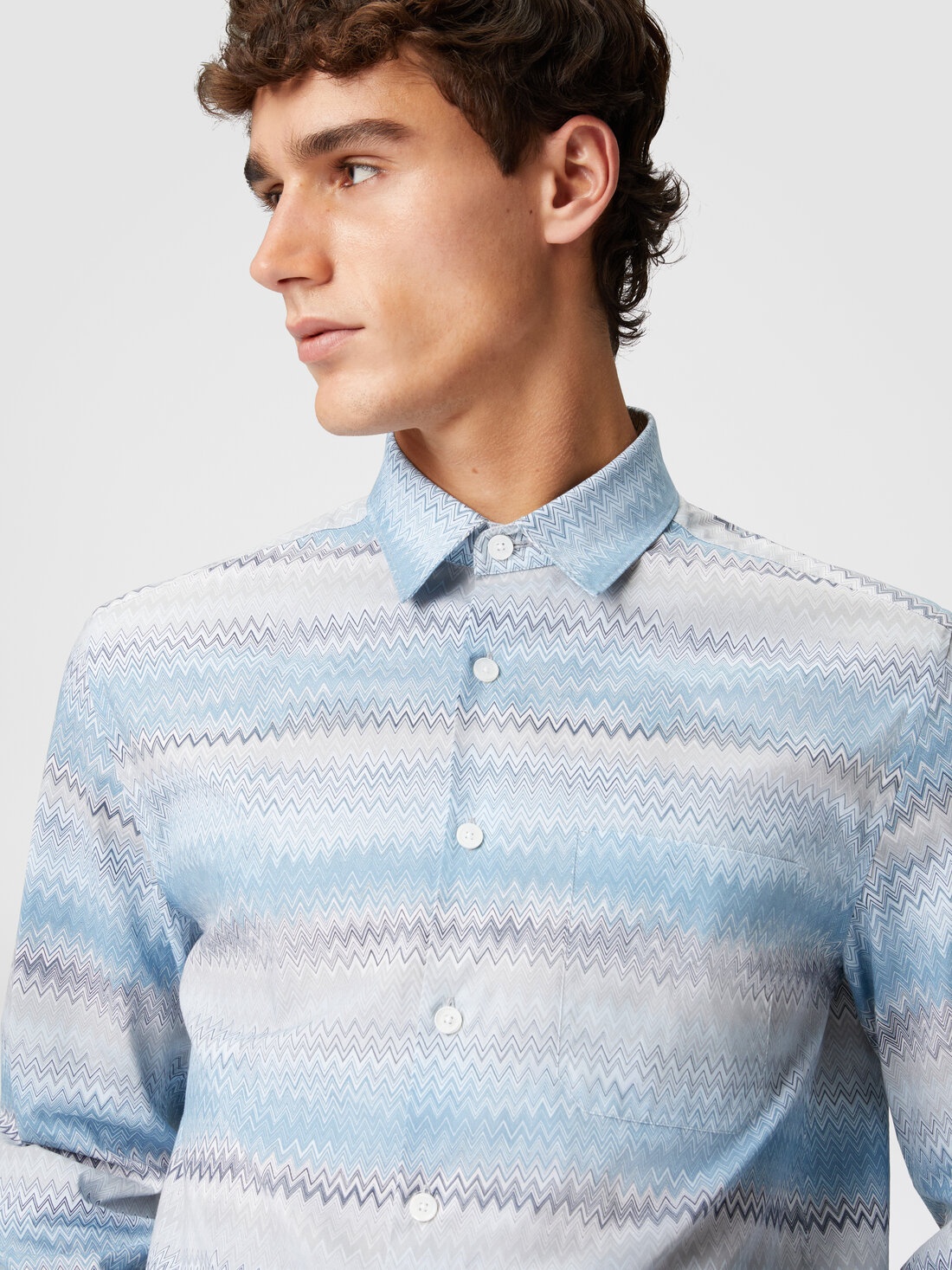 Zigzag print cotton poplin shirt - 5