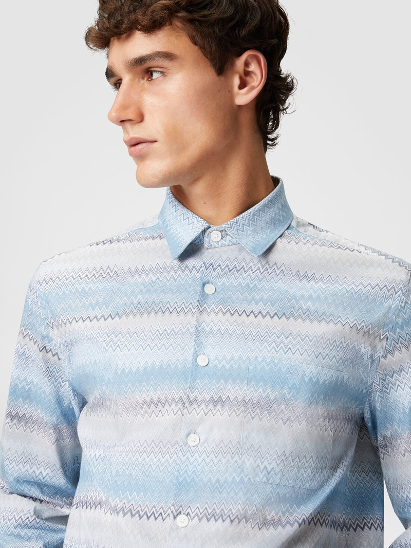 Zigzag print cotton poplin shirt 5
