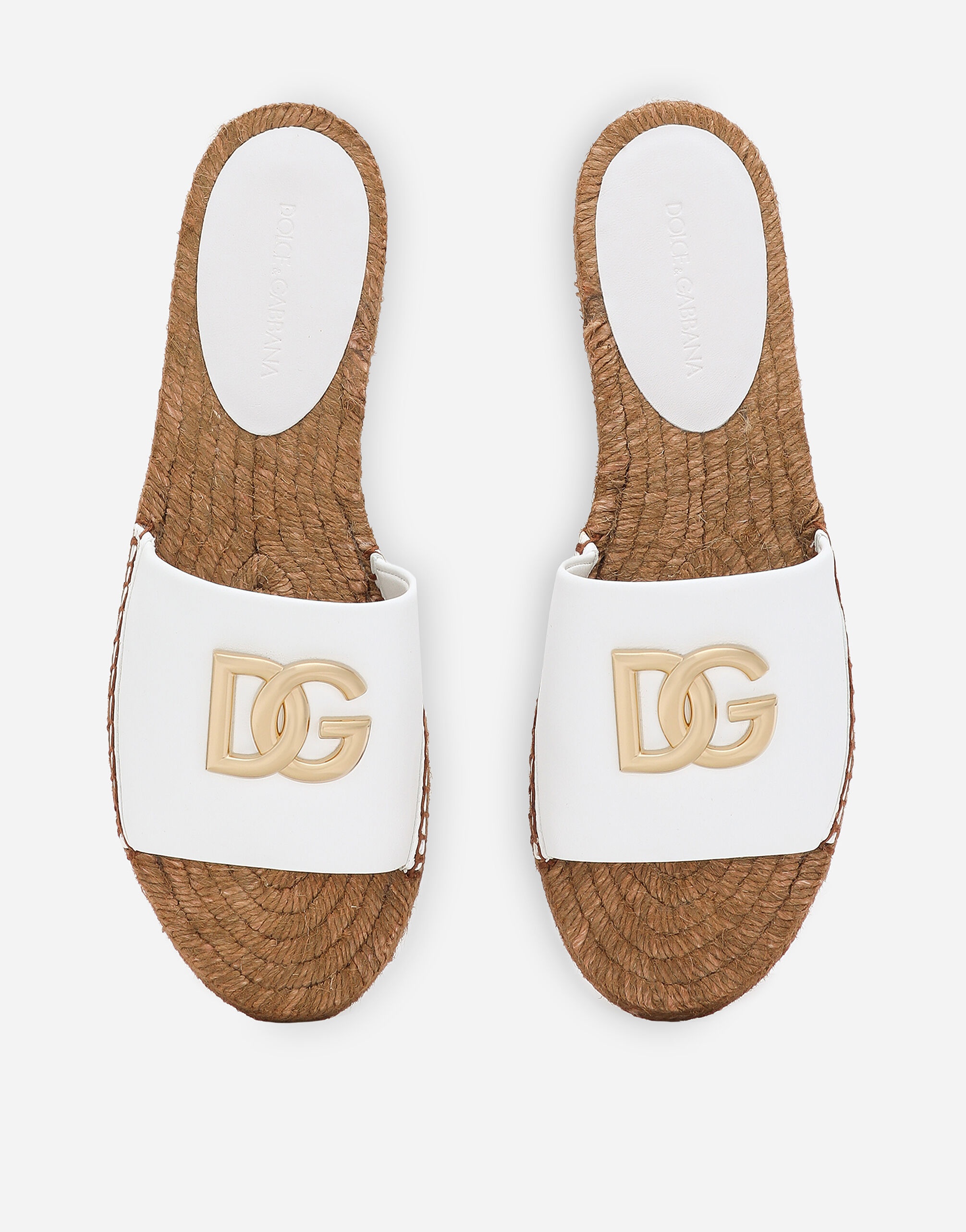 Nappa leather espadrille sliders with DG logo - 4