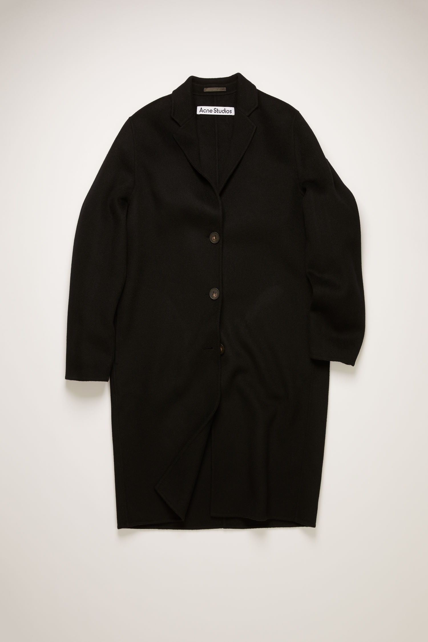 Single-breasted wool coat black - 6