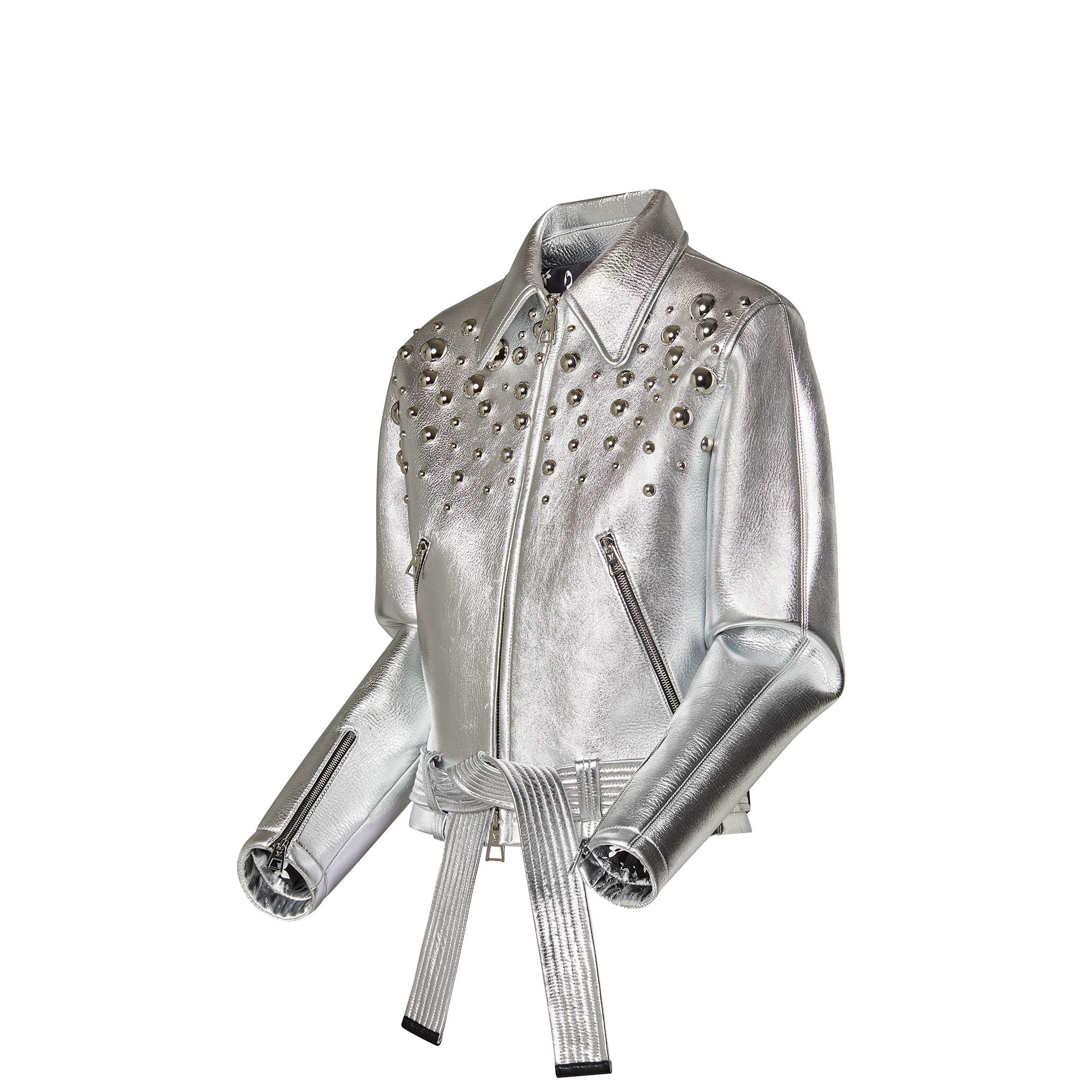 LV x YK Metal Studs Metallized Leather Jacket - 2