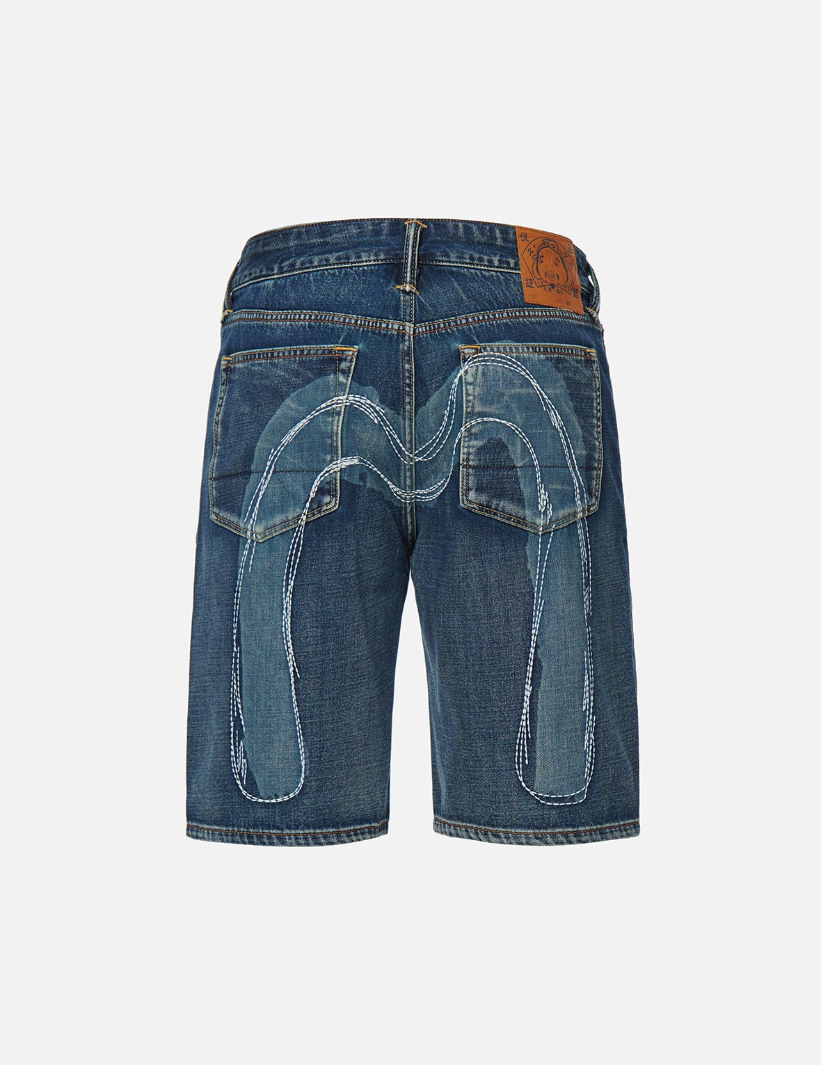 DAICOCK DISCHARGED PRINT AND EMBROIDERY DENIM SHORTS - 2