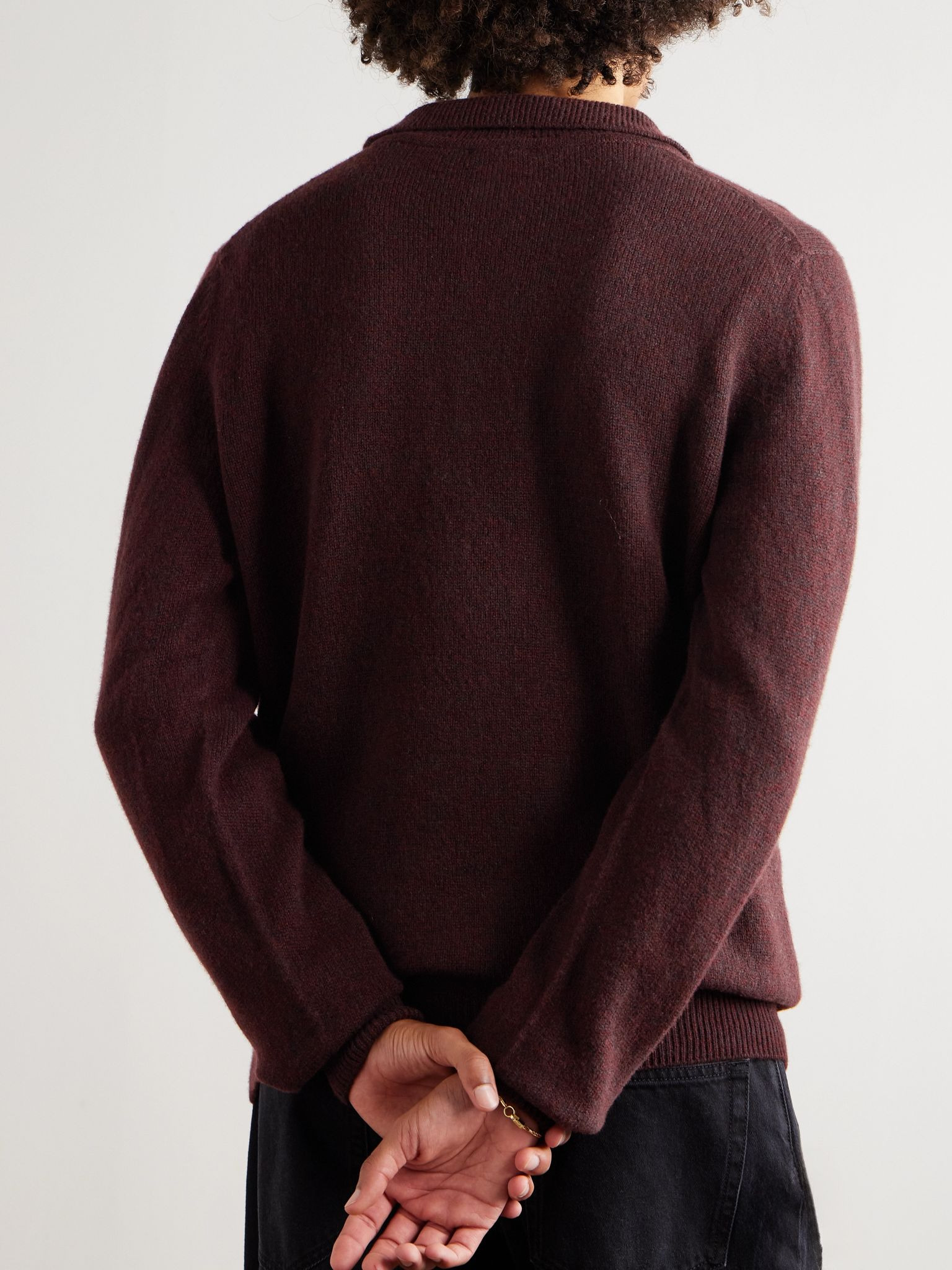 Wool Polo Shirt Brown - 4