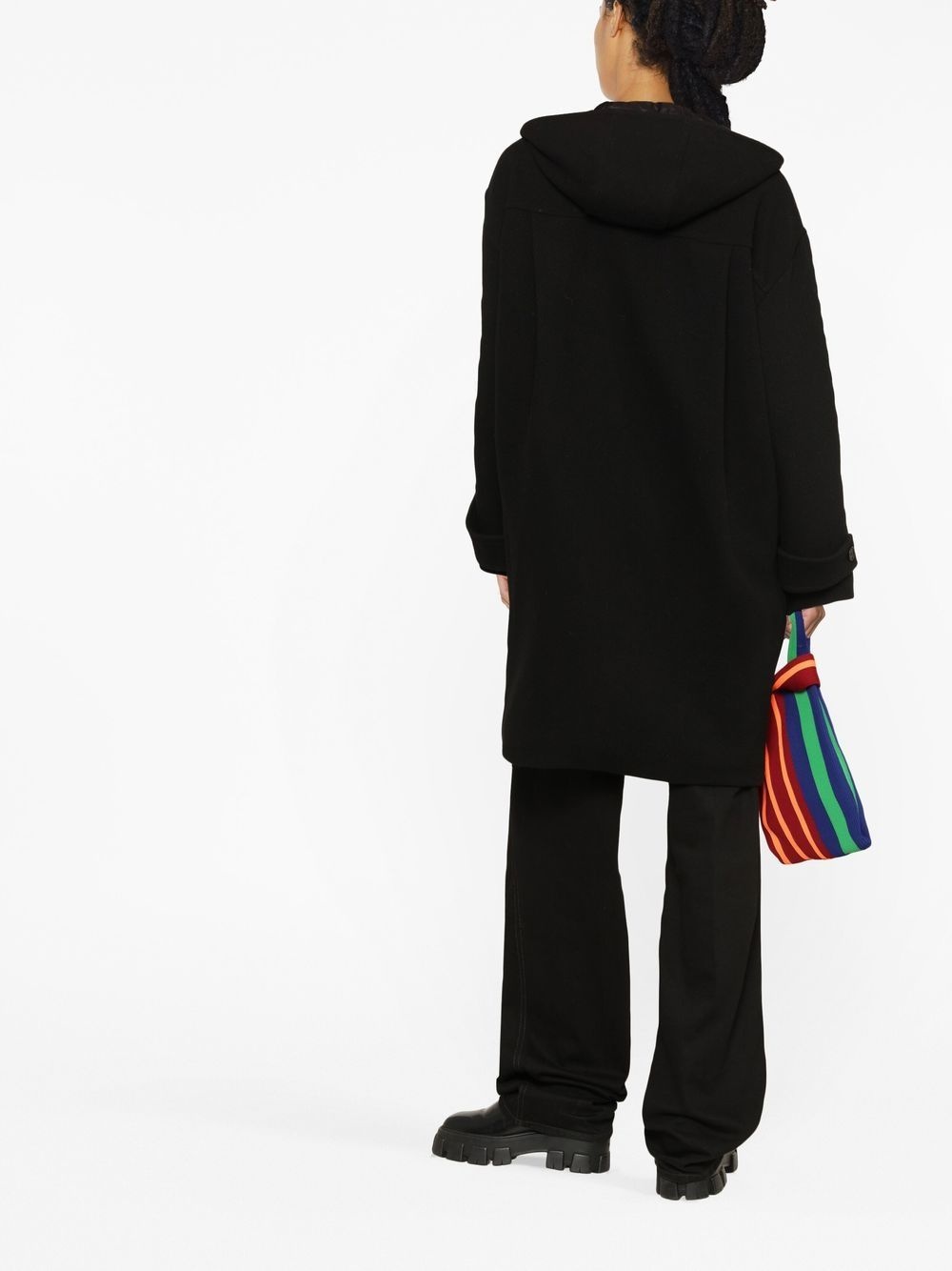 hooded zip-front mid-length coat - 4