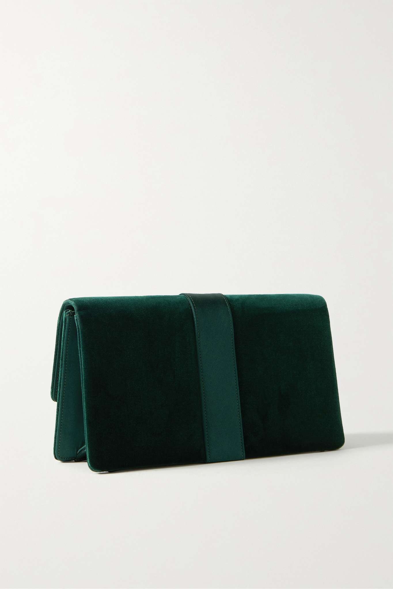 Capri crystal-embellished satin-trimmed velvet clutch - 3