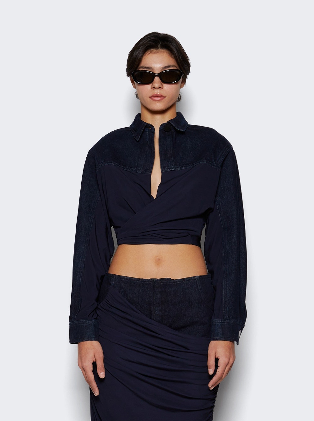 Sevilla Denim Wrap Top Blue - 3