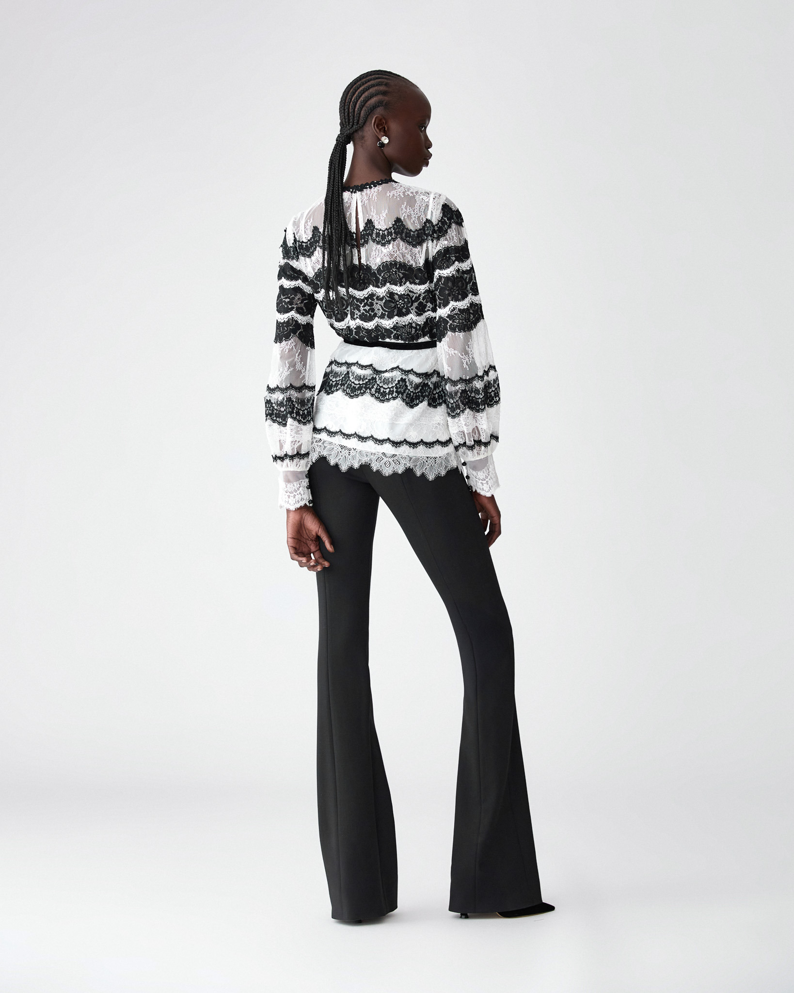 Embroidered Lace Mock Neck Top - 3