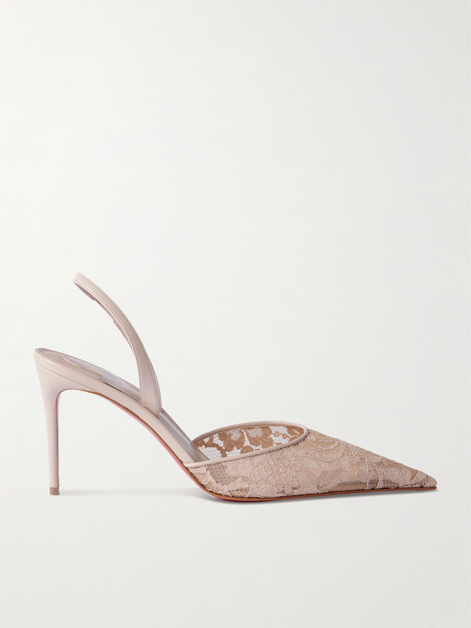 Kate Max 85 leather-trimmed lace slingback pumps Neutral - 1