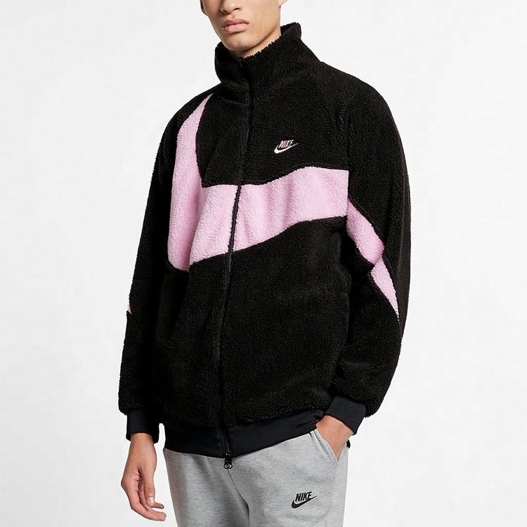 Nike Big Swoosh Polar Fleece Jacket 'Black Pink' BQ6546-016 - 5